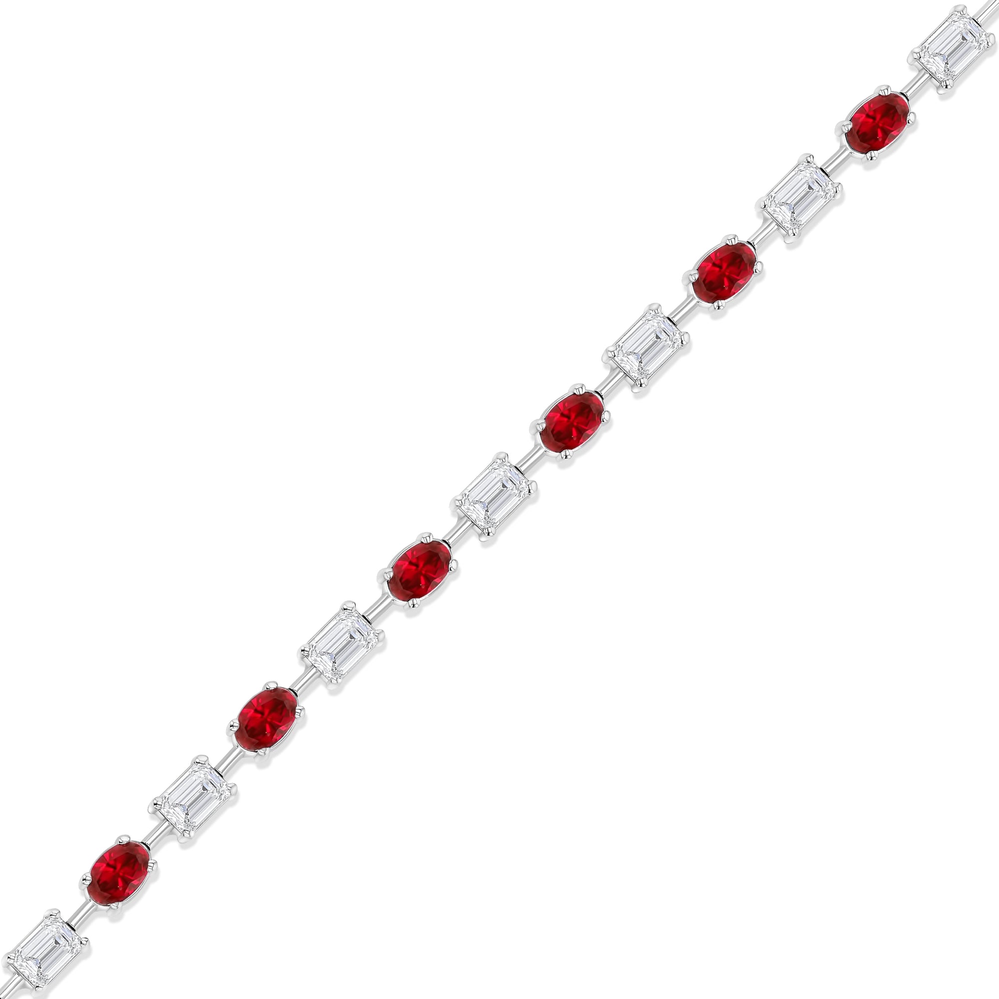 Emerald Diamonds Oval Rubies Alternating Bracelet