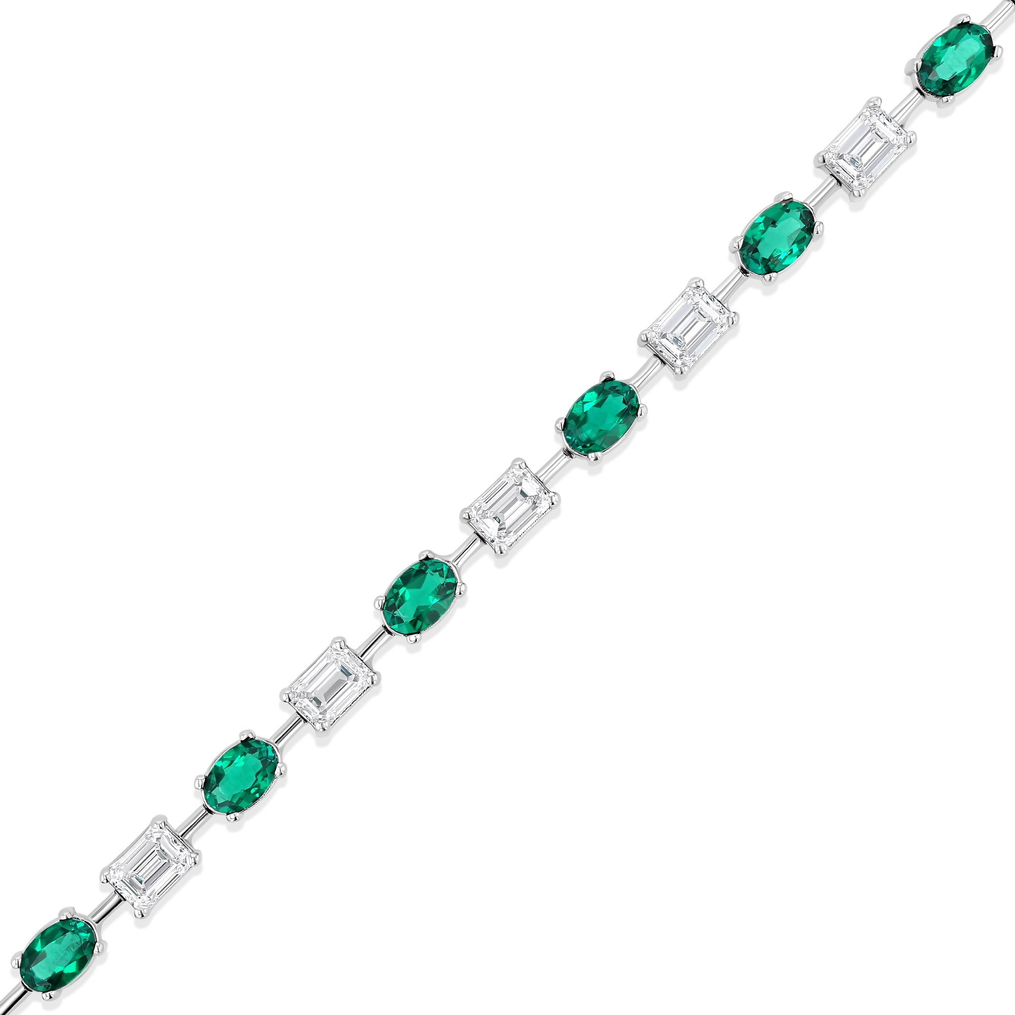 Emerald Diamonds Oval Emeralds Alternating Bracelet