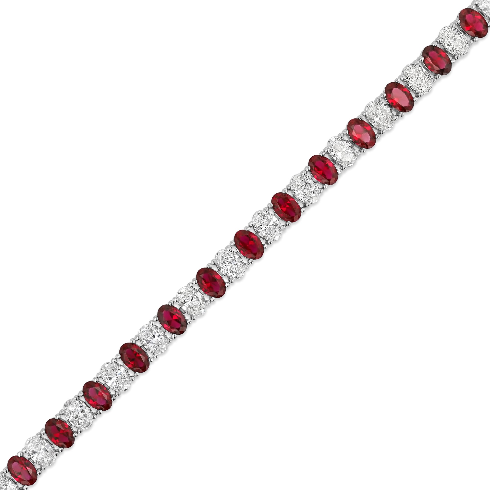 Oval Diamonds Oval Rubies Alternating Bracelet
