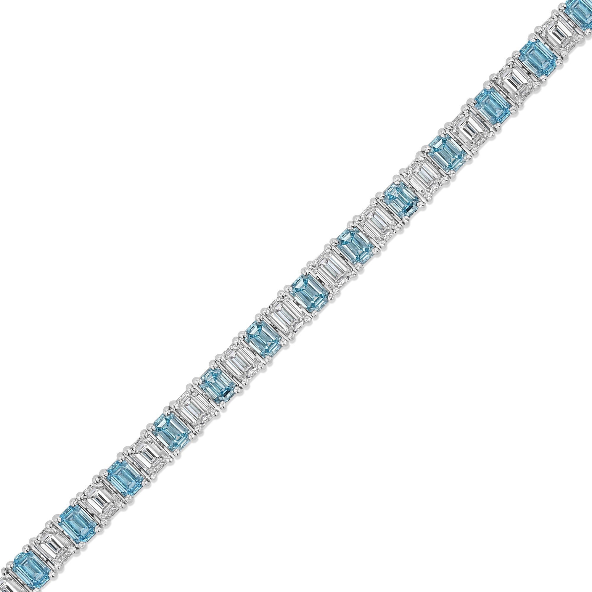 Emerald Blue Diamonds Alternating Bracelet