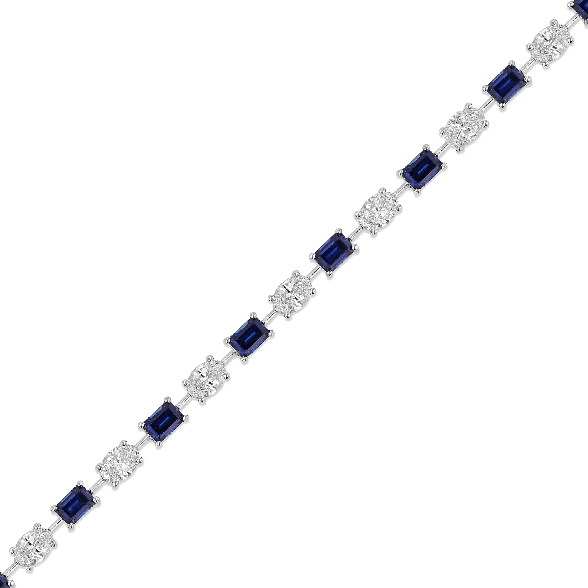 Oval Diamonds Emerald Sapphires Alternating Bracelet