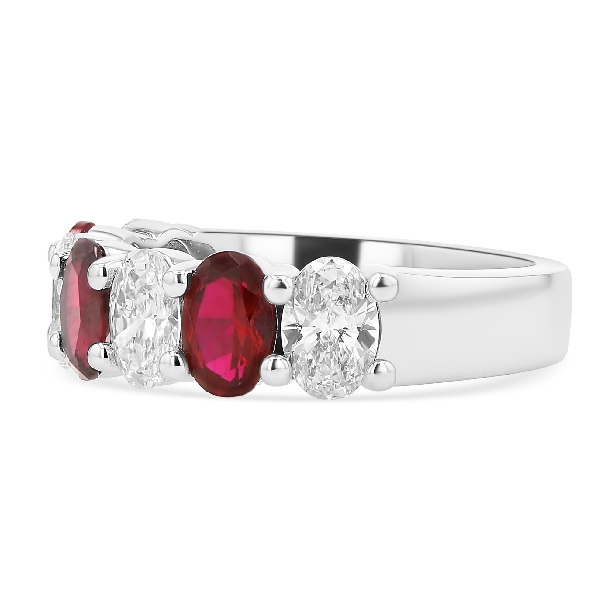 Oval Diamond Ruby Alternating Ring