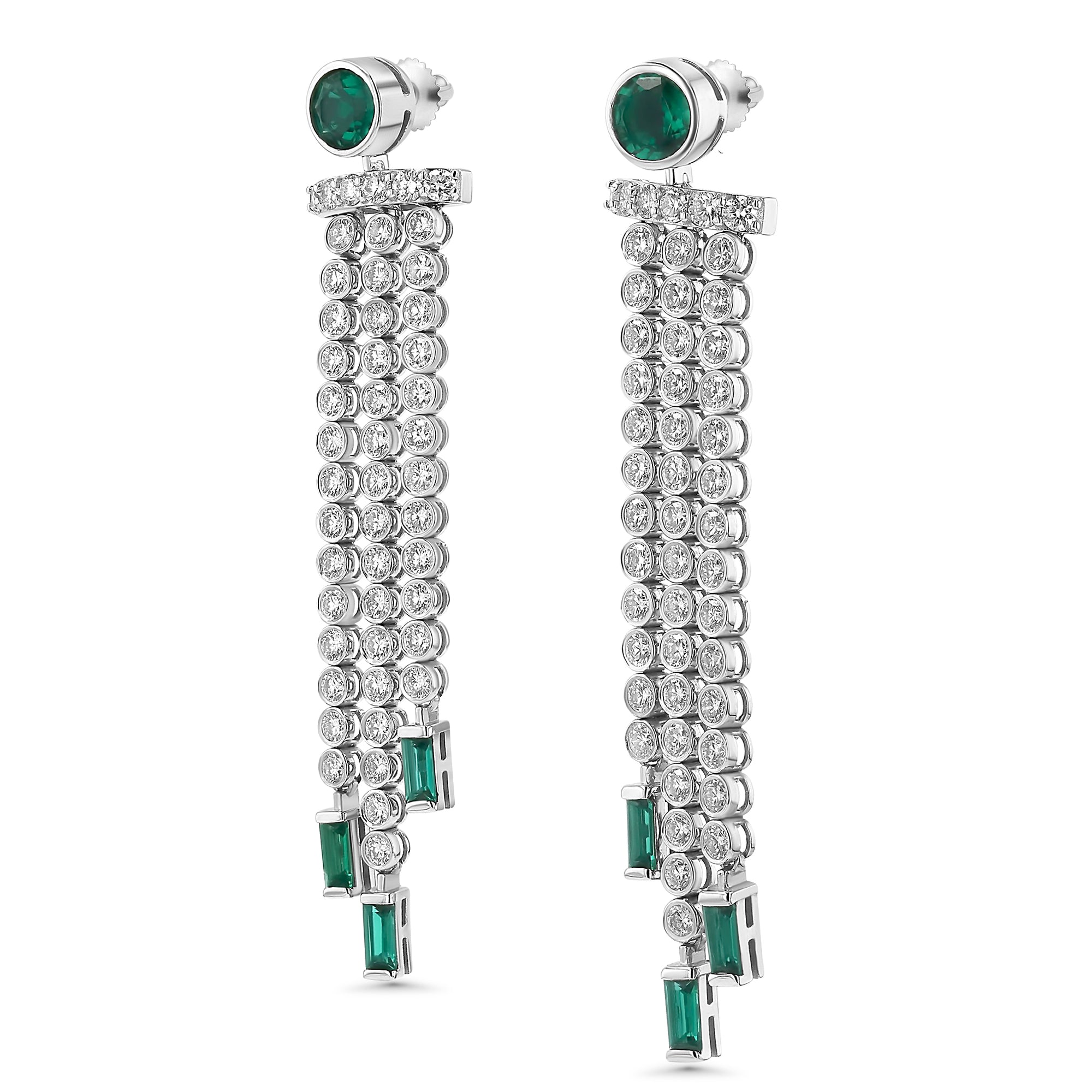 Round Bezel Set Emerald Dangling