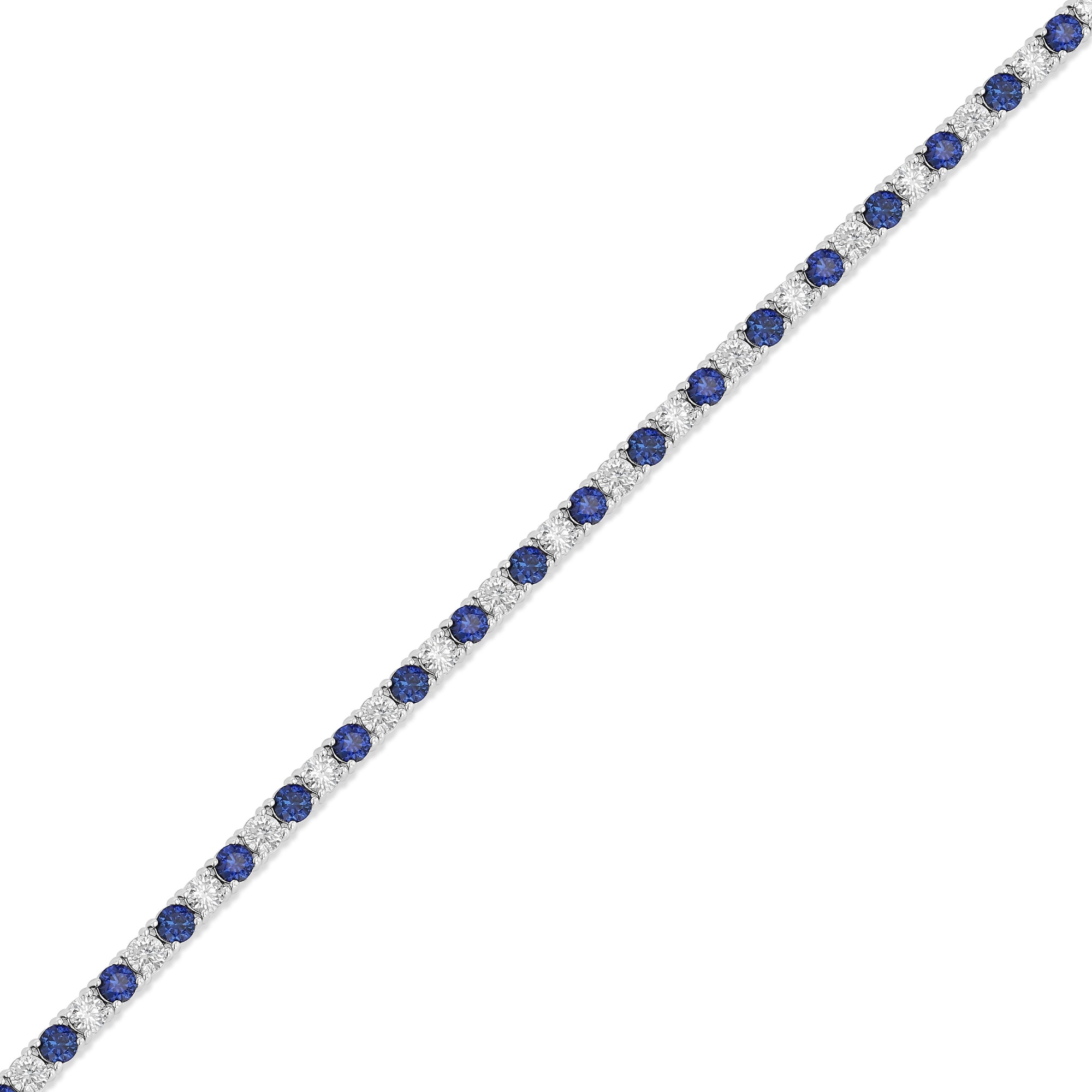 Round Diamonds Round Sapphires Alternating Bracelet