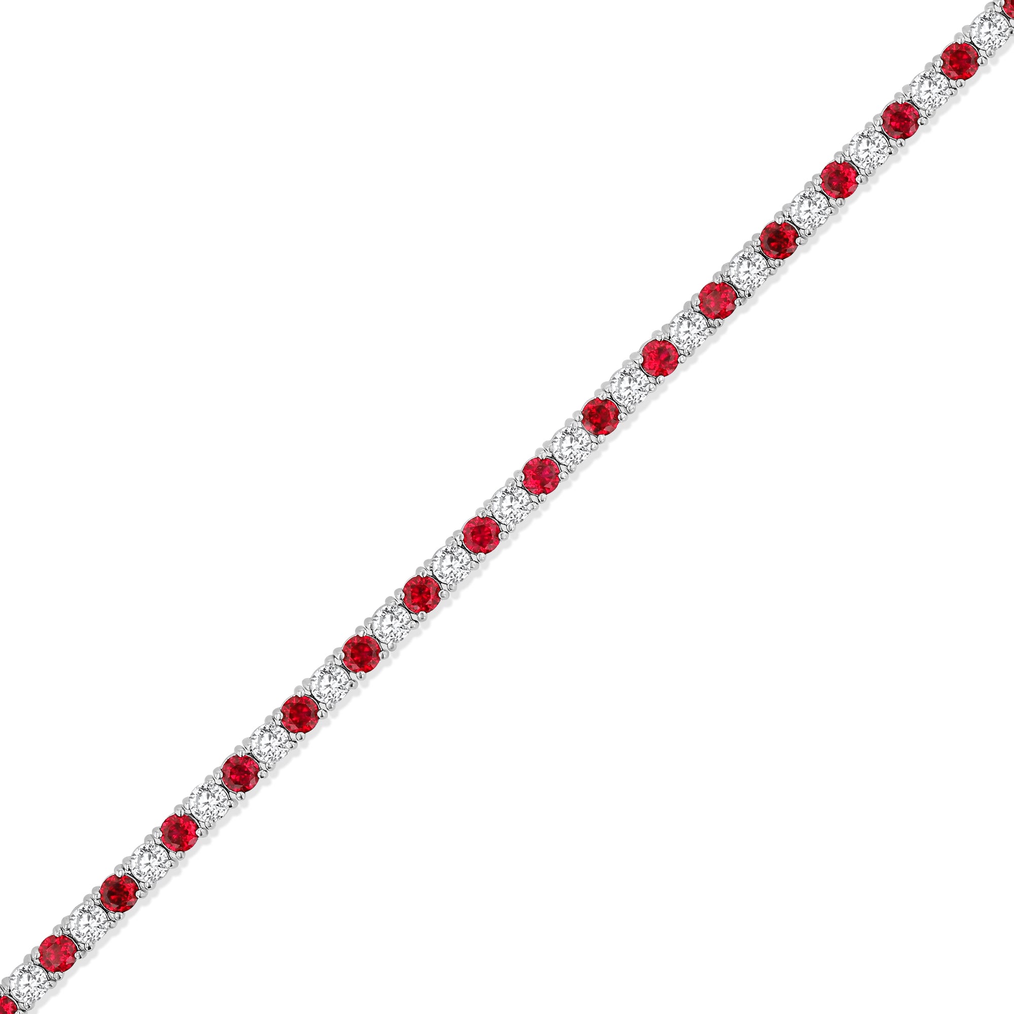 Round Diamonds Round Rubies Alternating Bracelet