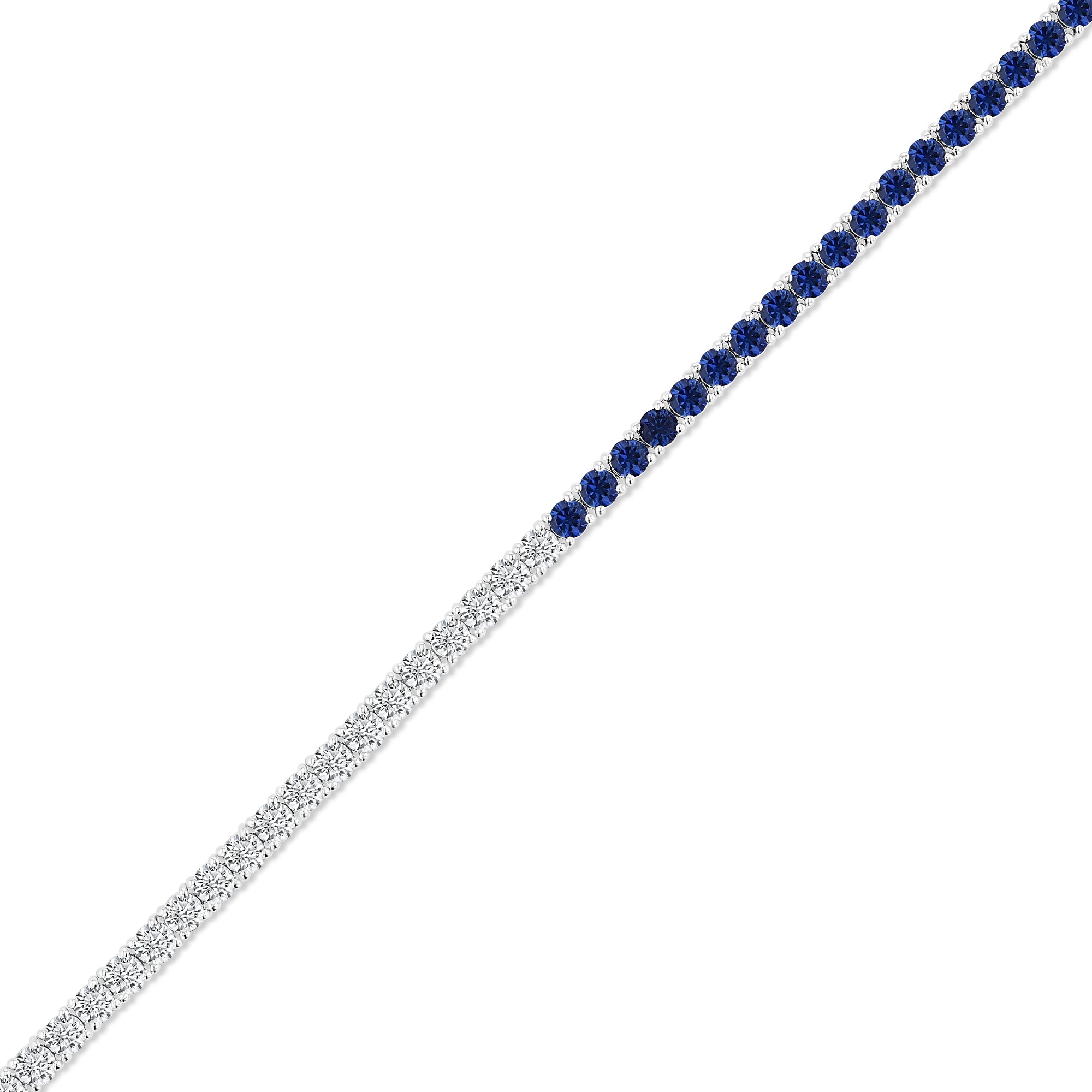 Round Diamonds Round Sapphires Split Bracelet