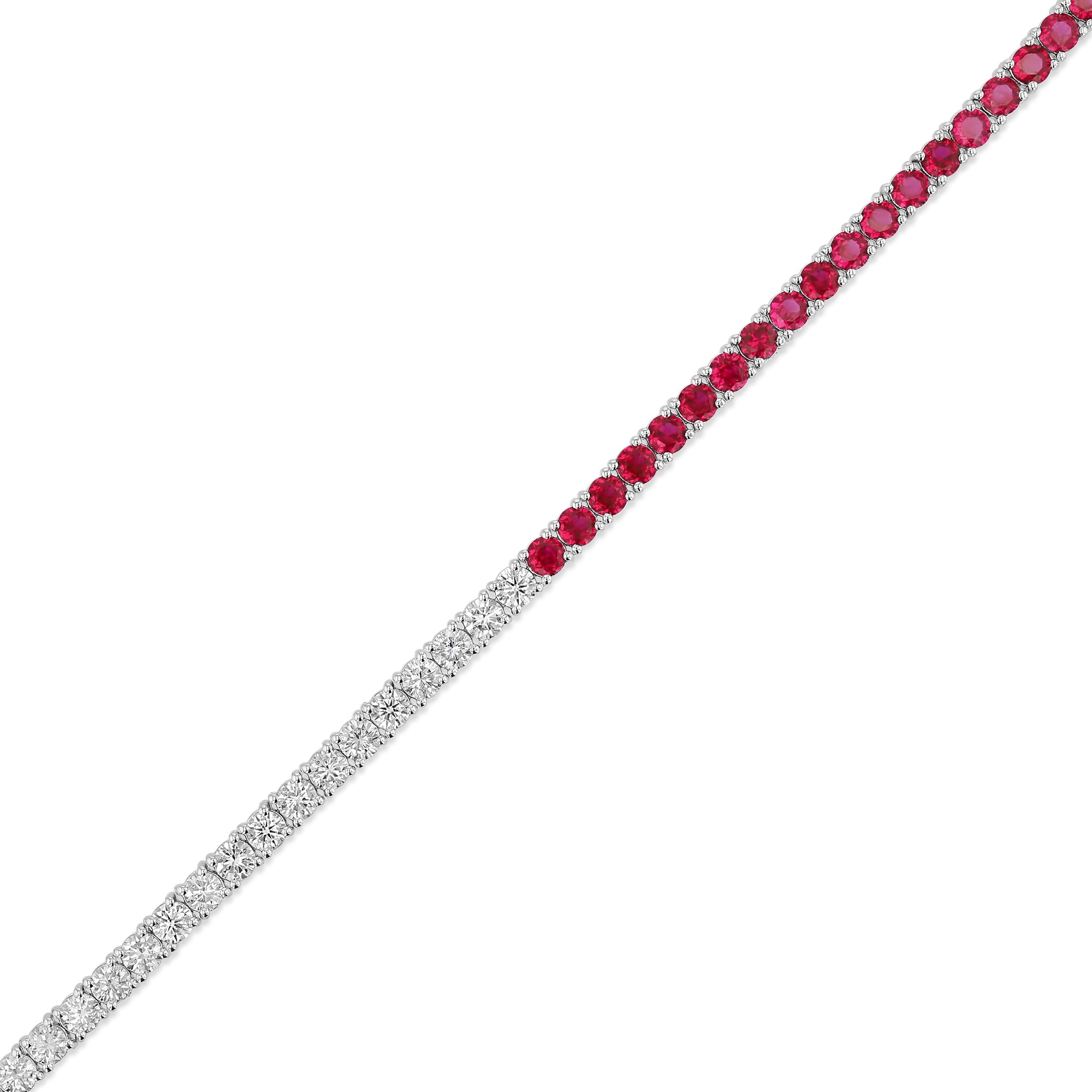 Round Diamonds Round Rubies Split Bracelet