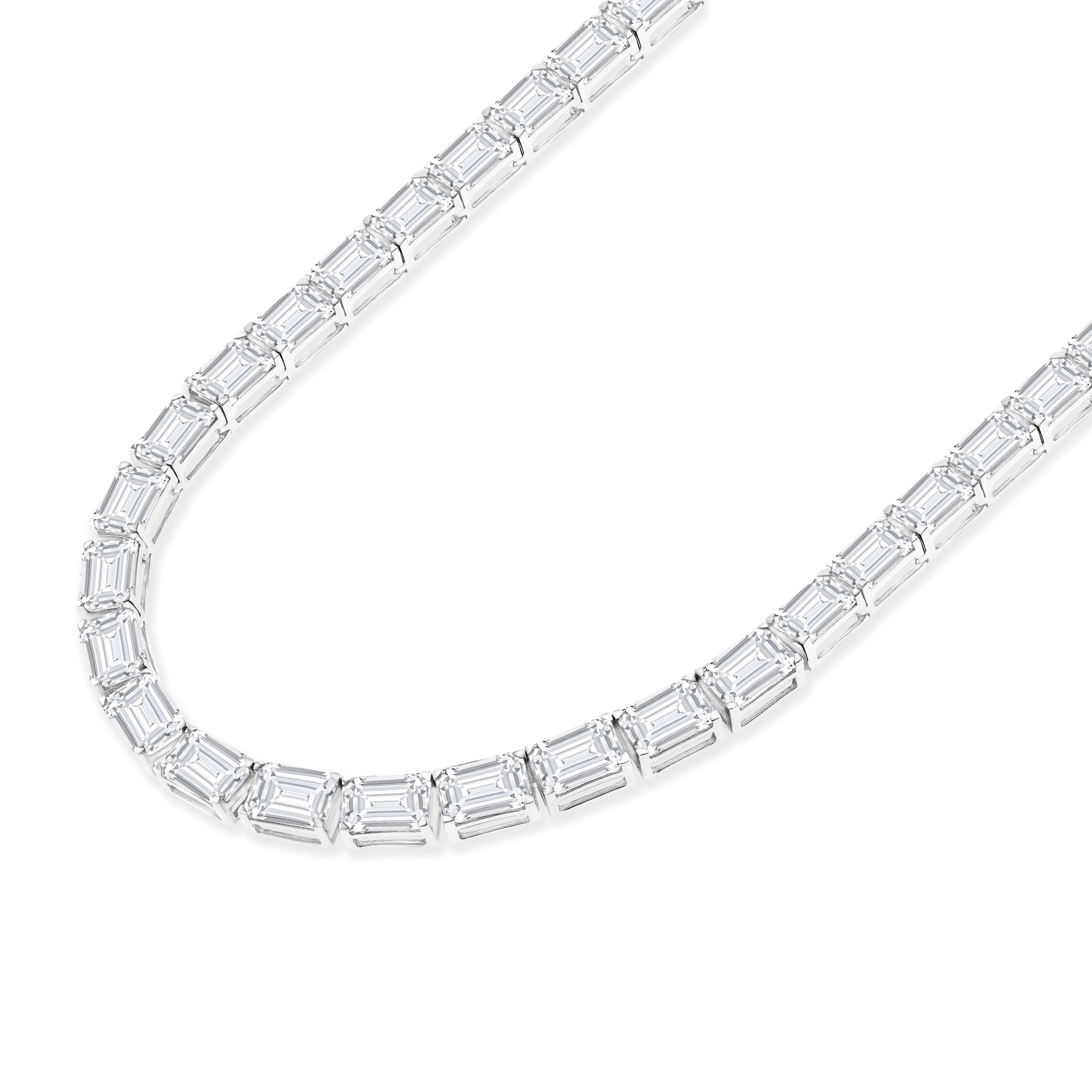 Emerald East West Tennis Necklace 66.75Ct