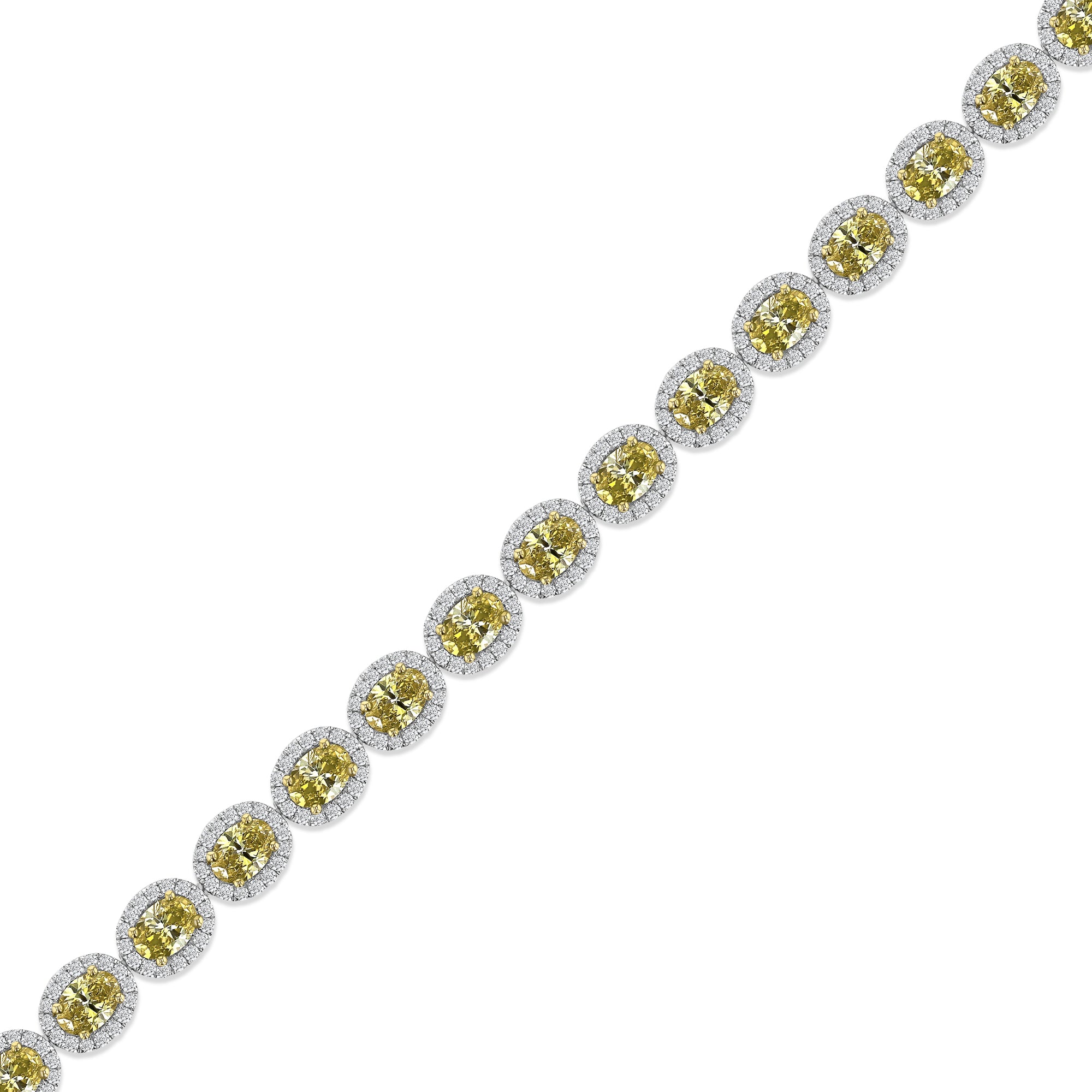 Oval Tennis Yellow Fancy Diamond Bracelet Yellow Fancy 8.15Ct 2.45Ct White Diamonds