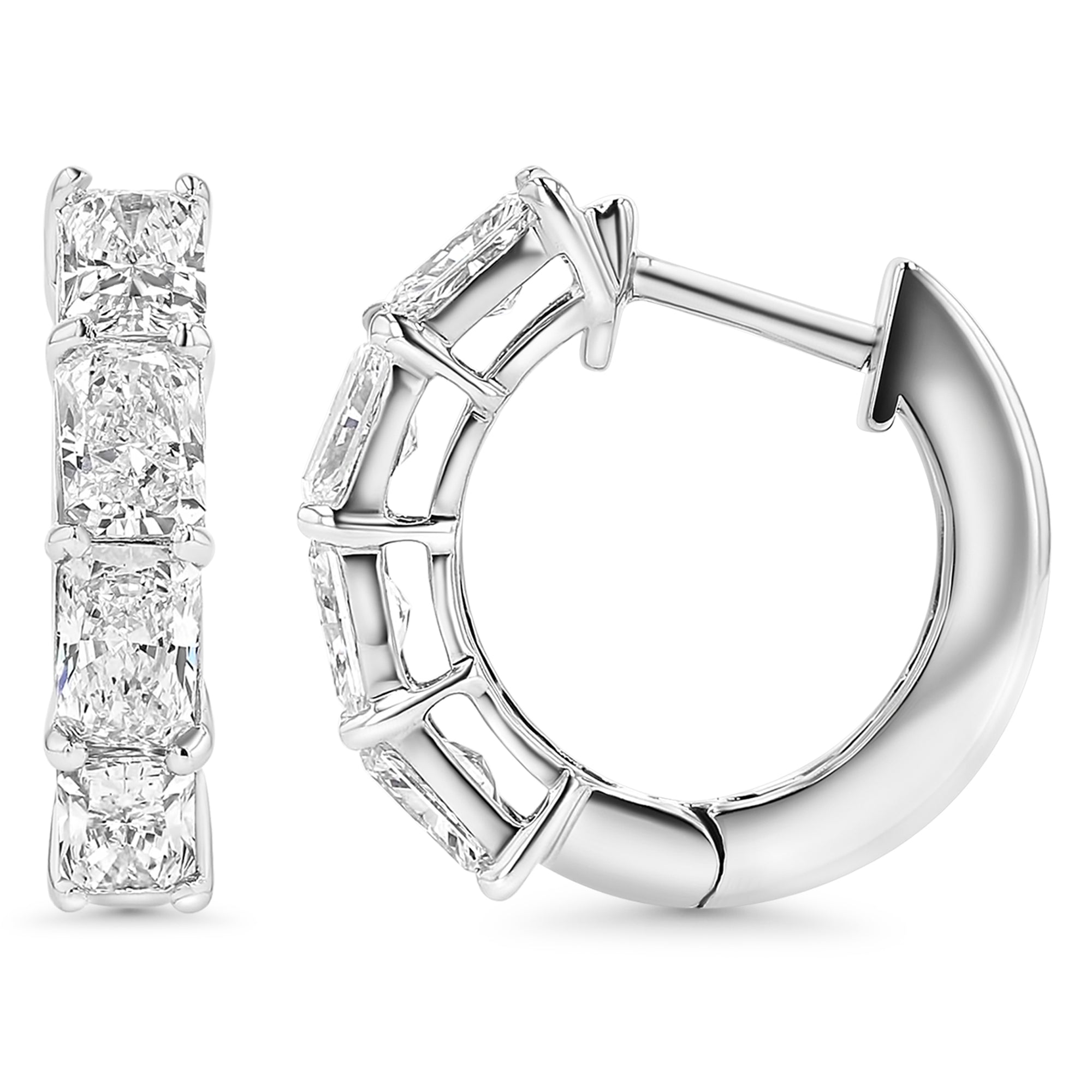 Asscher Huggie Earrings 2.08Ct