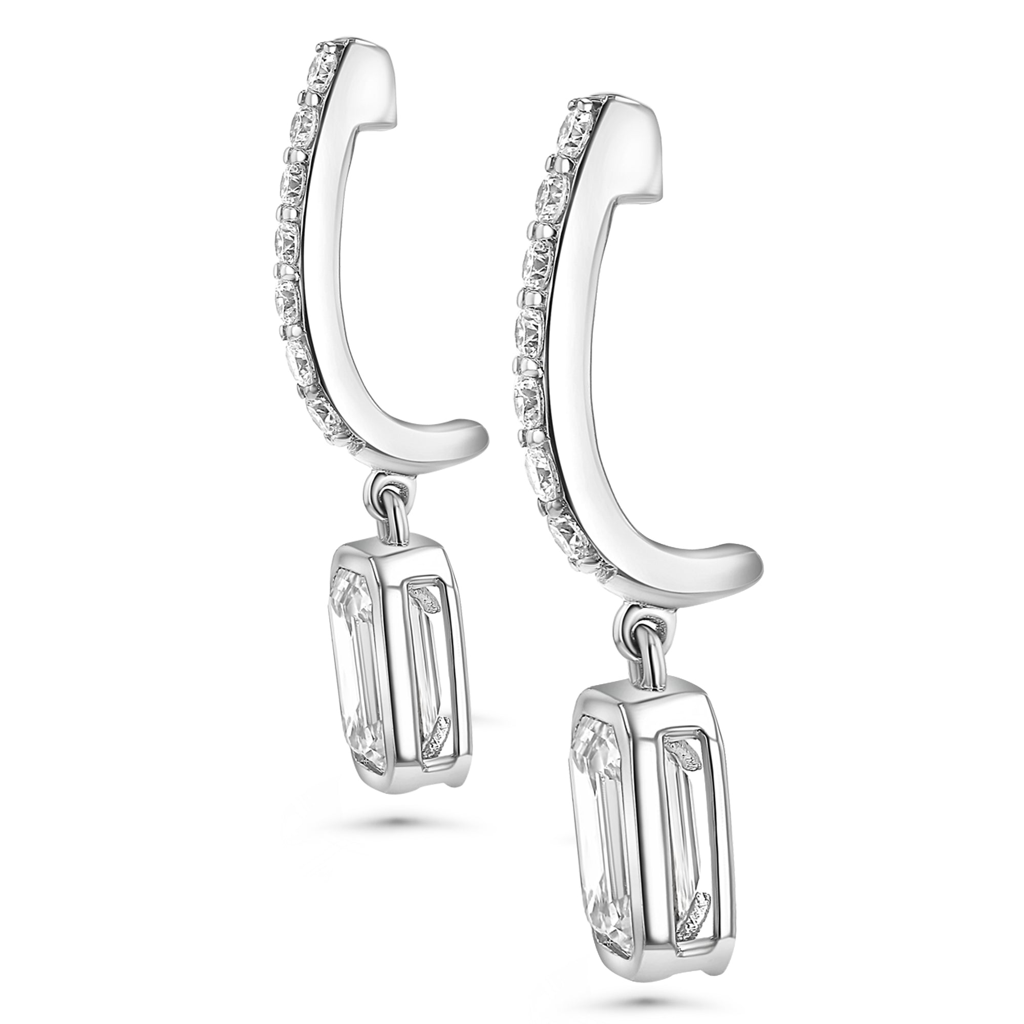 Emerald Cut Drop Earrings 1.92 ctw