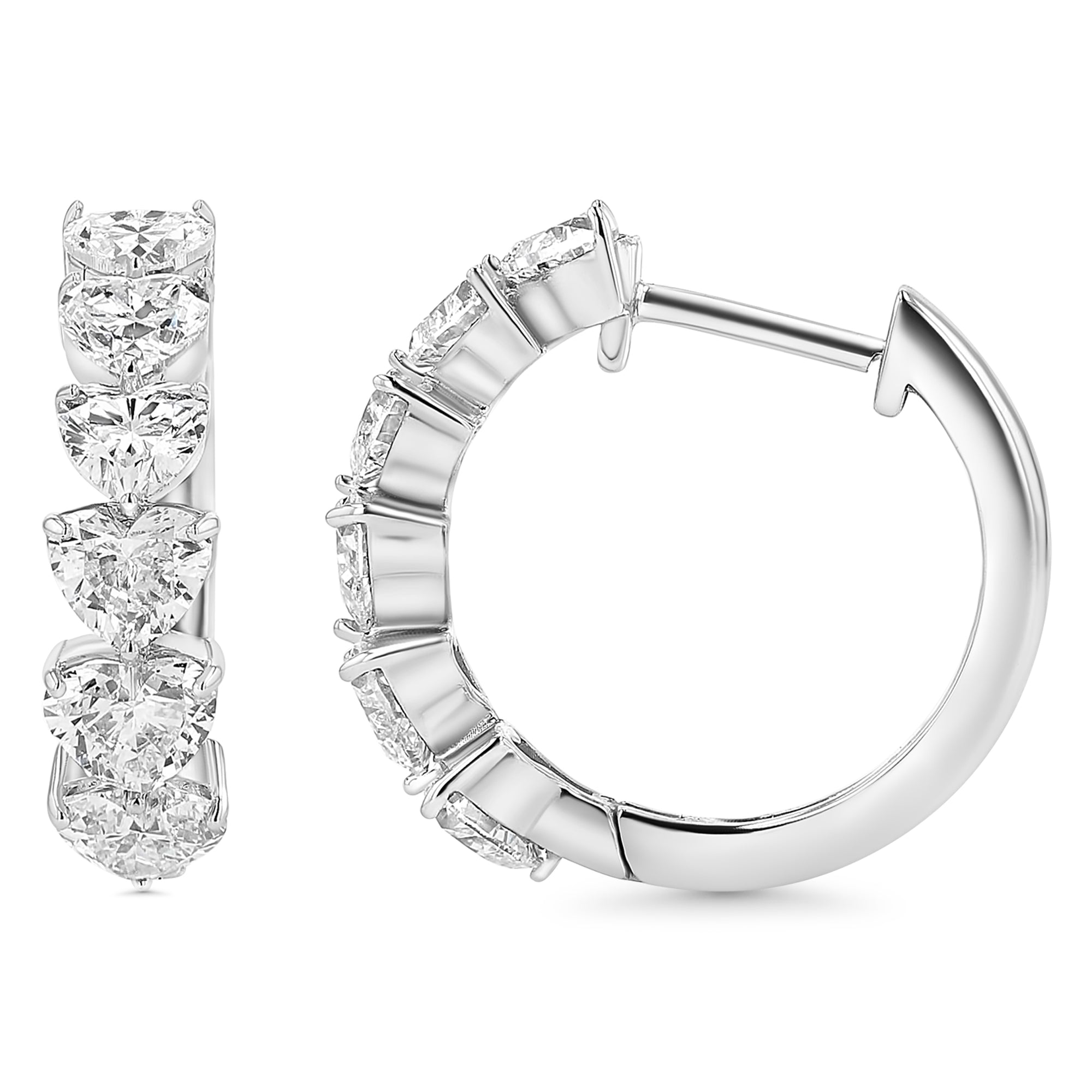 Graduated Heart Shape Huggie Earrings 2.64Ct