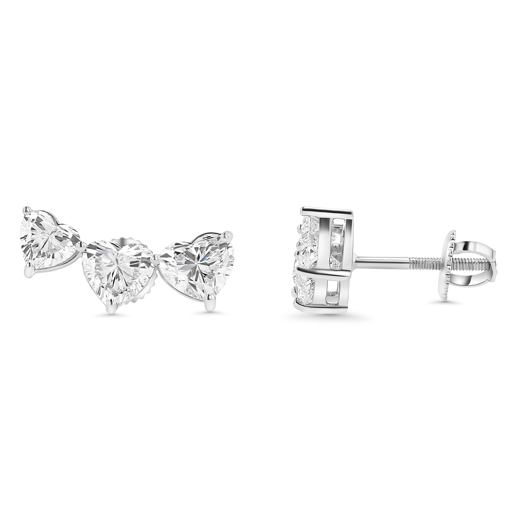 Heart Climber Earrings 3.02Ct