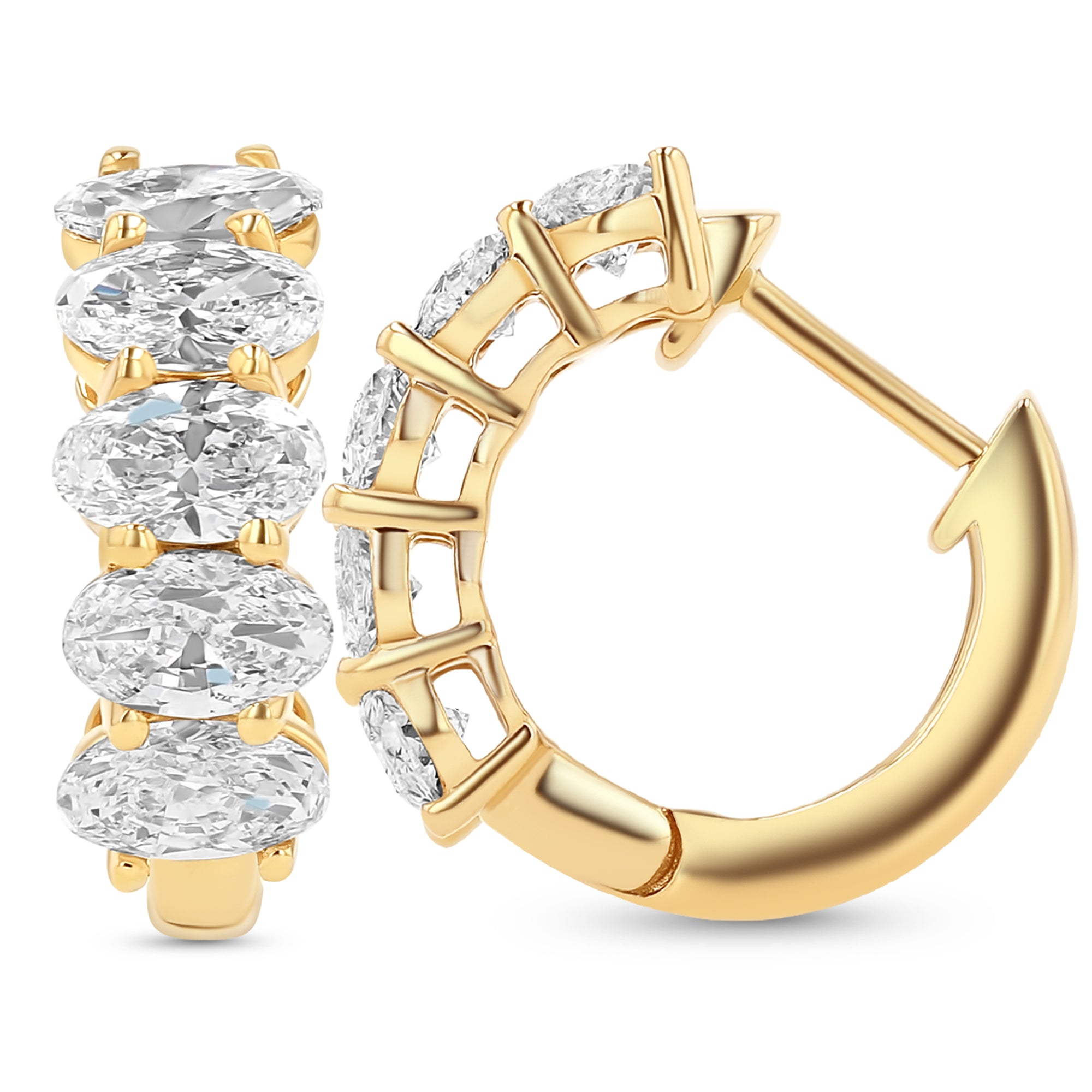 Oval East West Huggie Earrings 2.08Ct