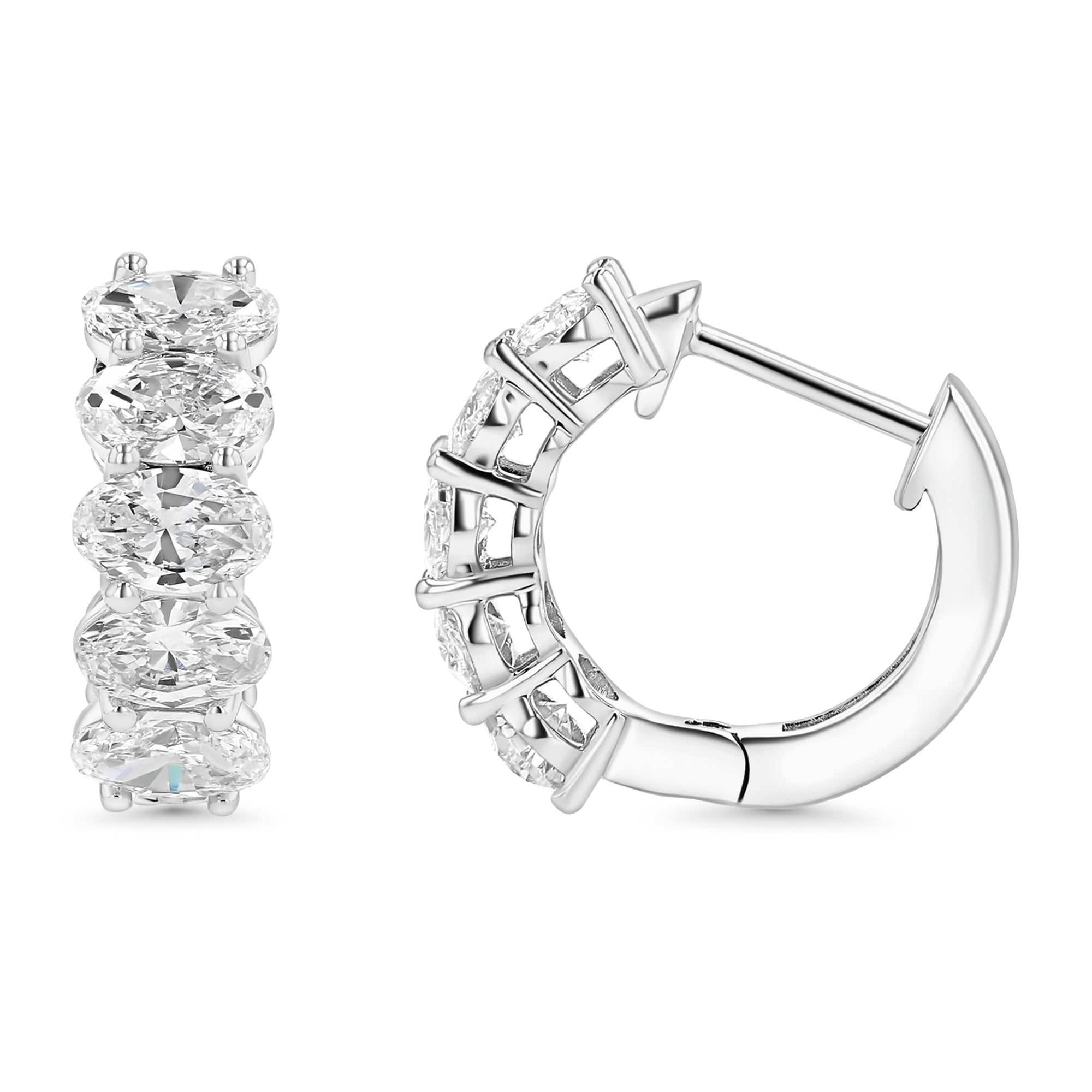 Oval East West Huggie Earrings 2.08Ct