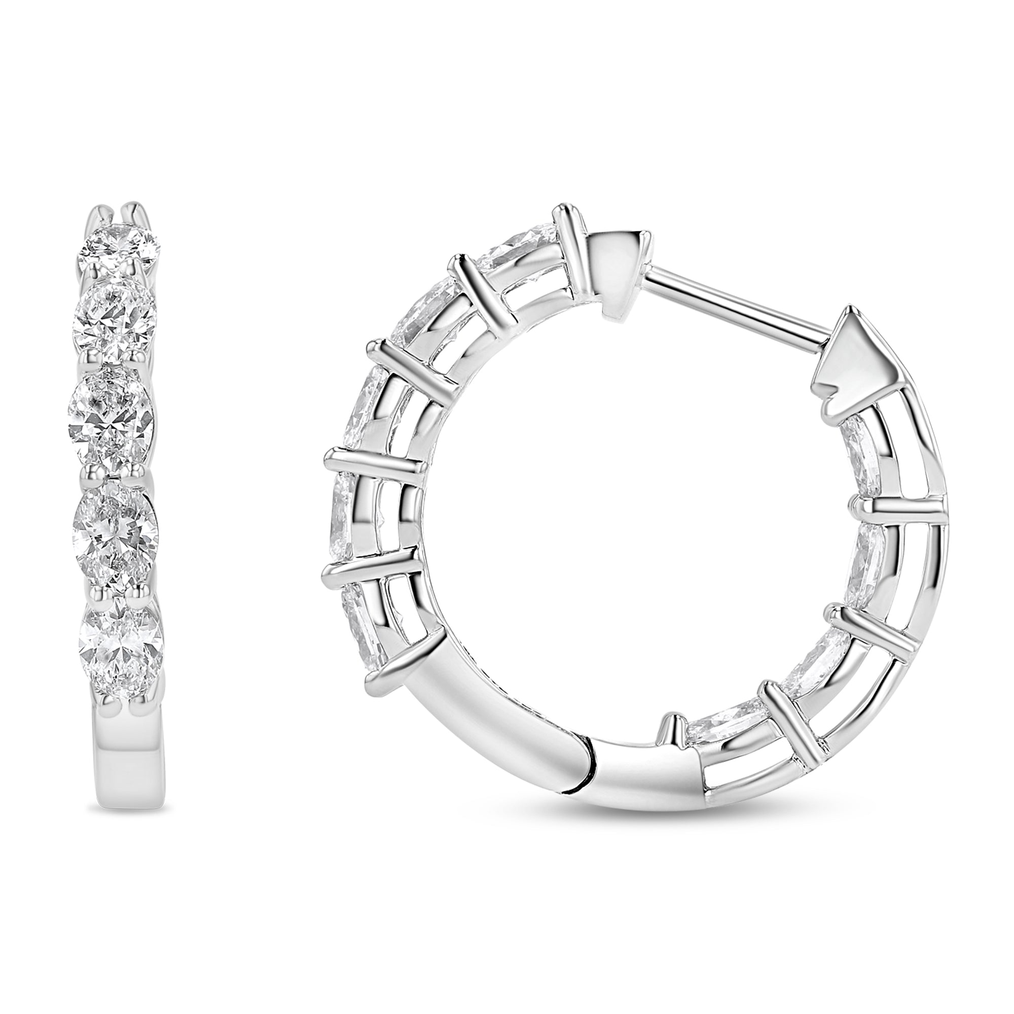 Oval North South Huggie Earrings 2.49Ct