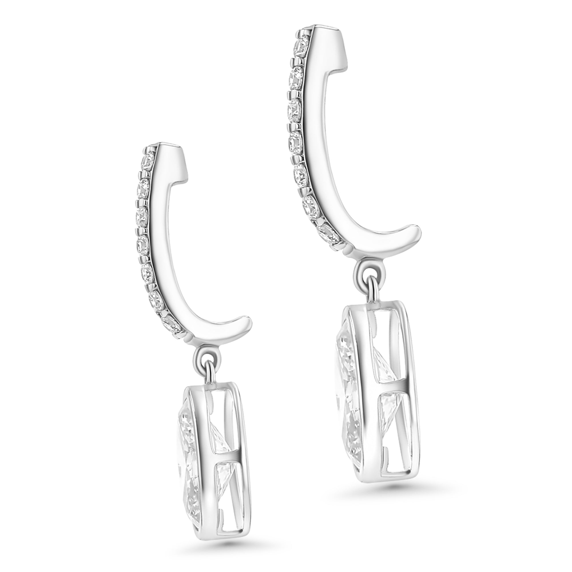 Oval Bezel Set Dangle Earrings 2.44 CTW