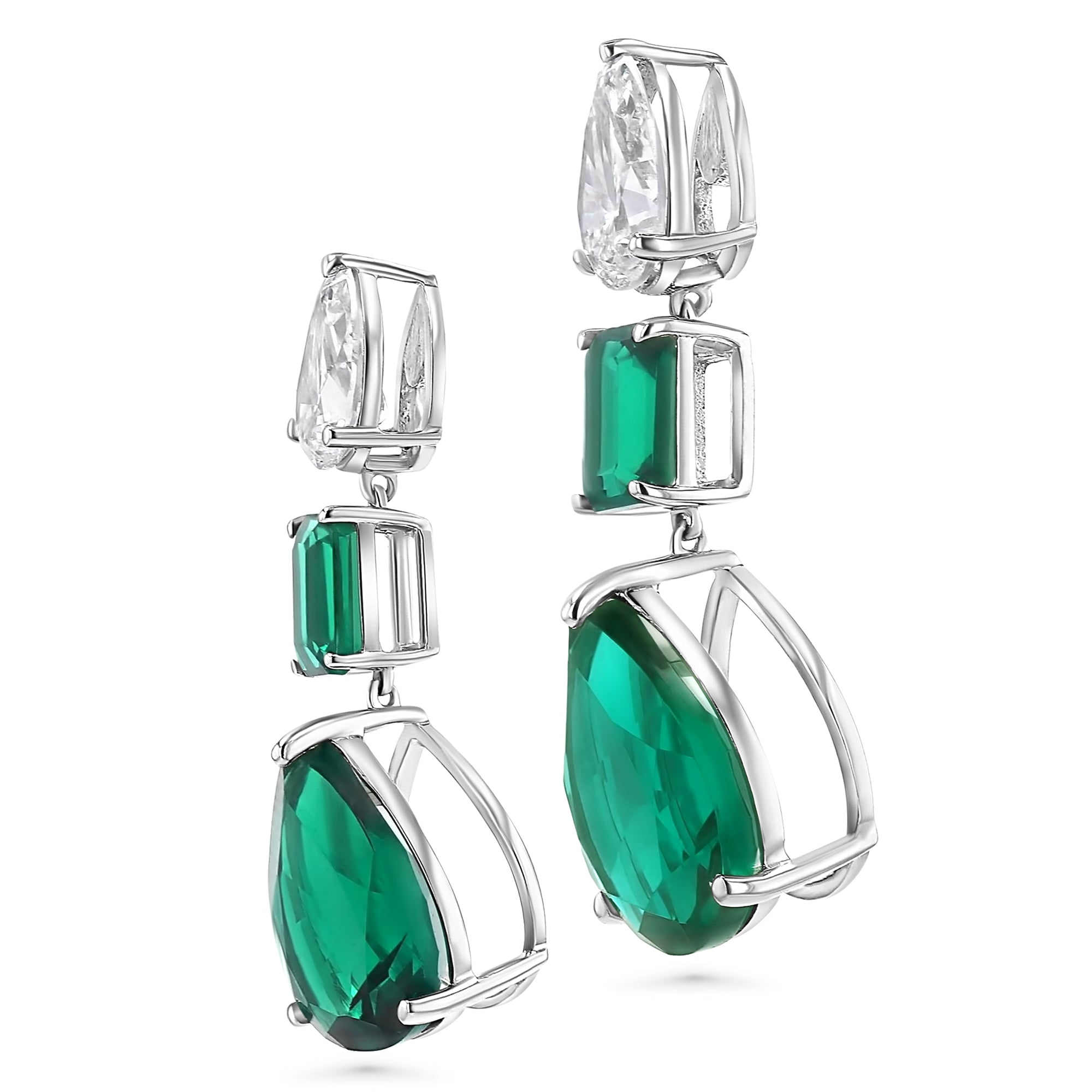 Earrings Pear-Emerald-Pear Drop Green
