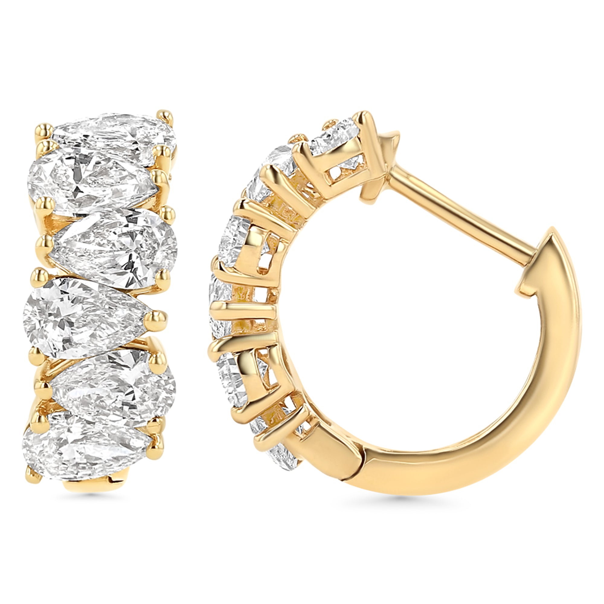 Pear East West Huggie Earrings 2.52 ctw