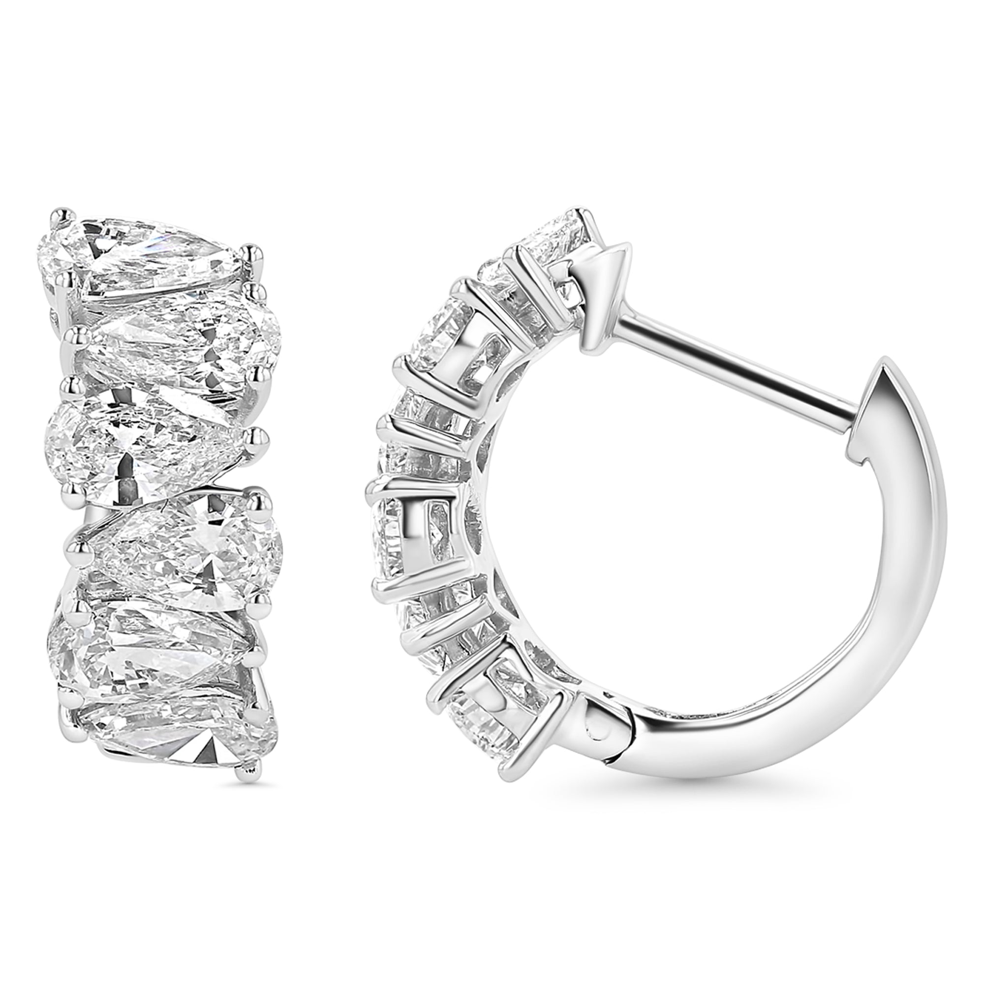 Pear East West Huggie Earrings 2.53 ctw
