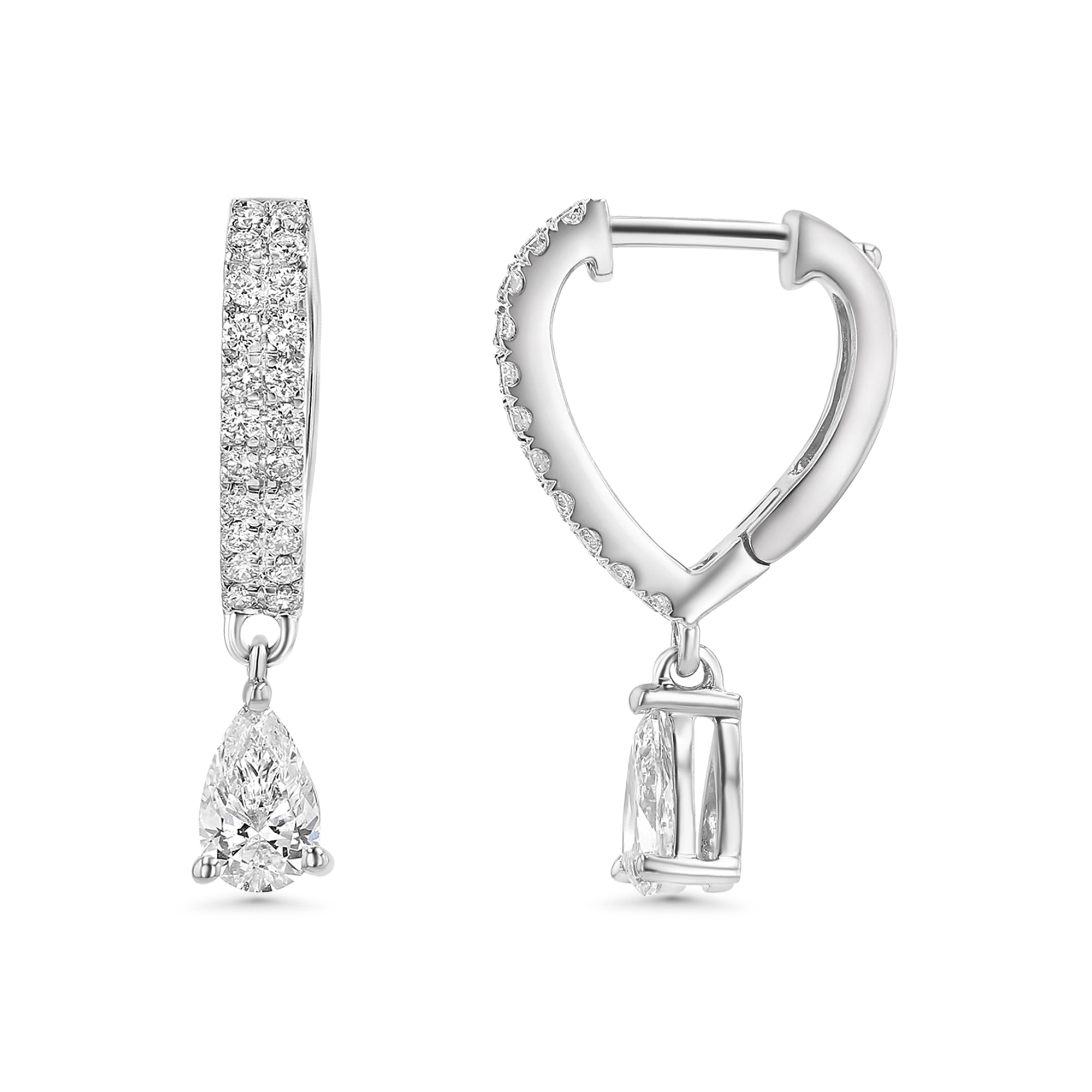 Pear Hoop Dangle Earrings 1 ctw