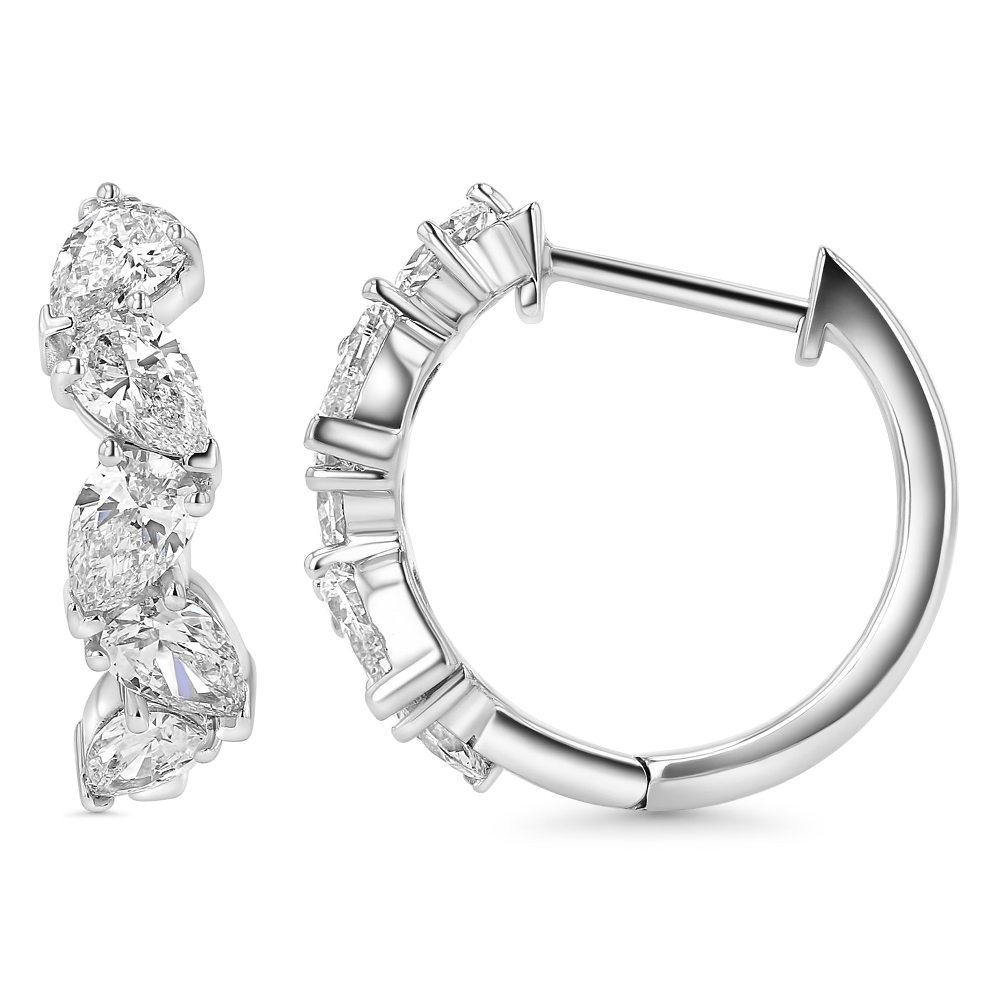 Pear Zig Zag Huggie Earrings 2 ctw