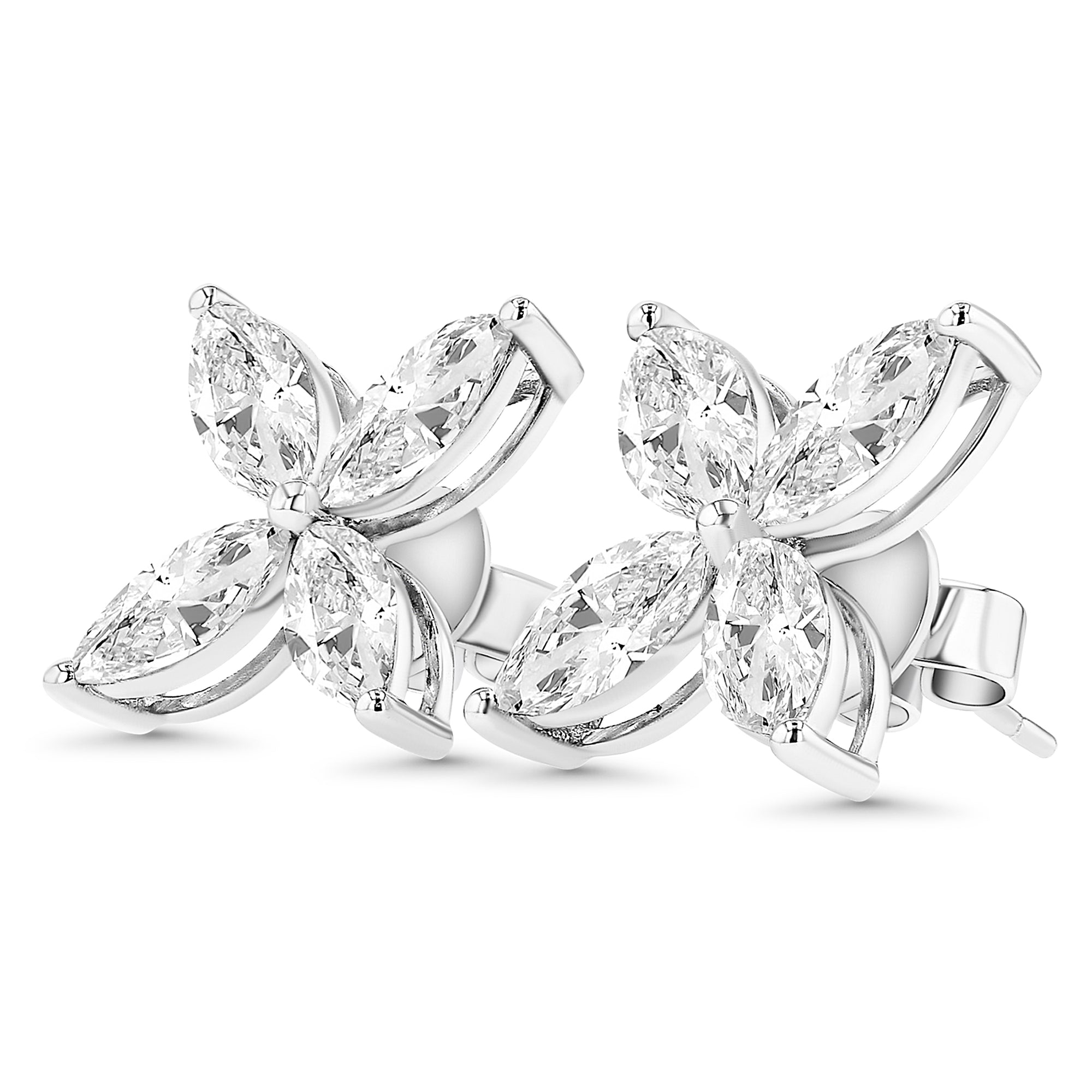 Marquise Flower Stud Earrings 4.6 CTW