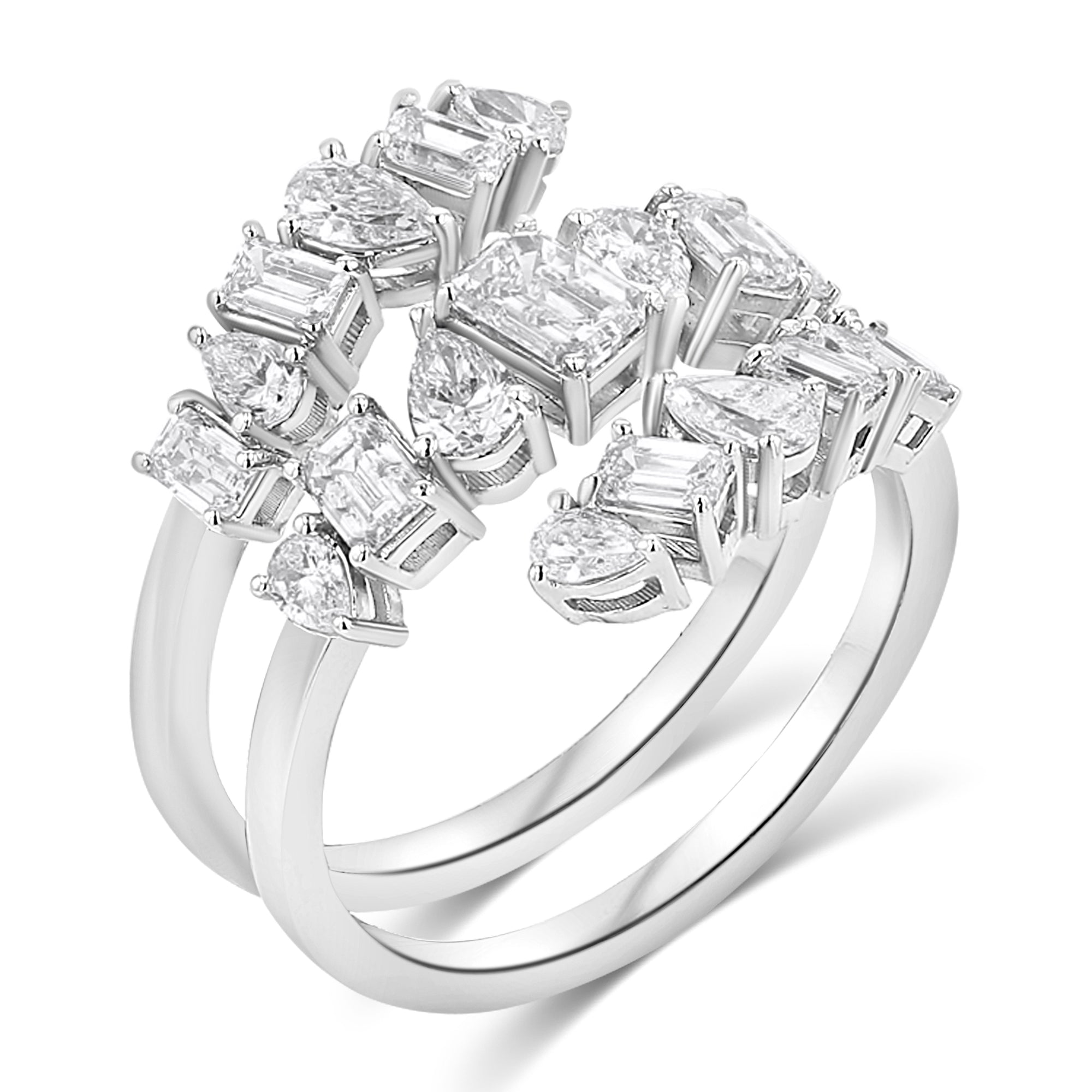 3 Row Multishape Ring 2.77 CTW