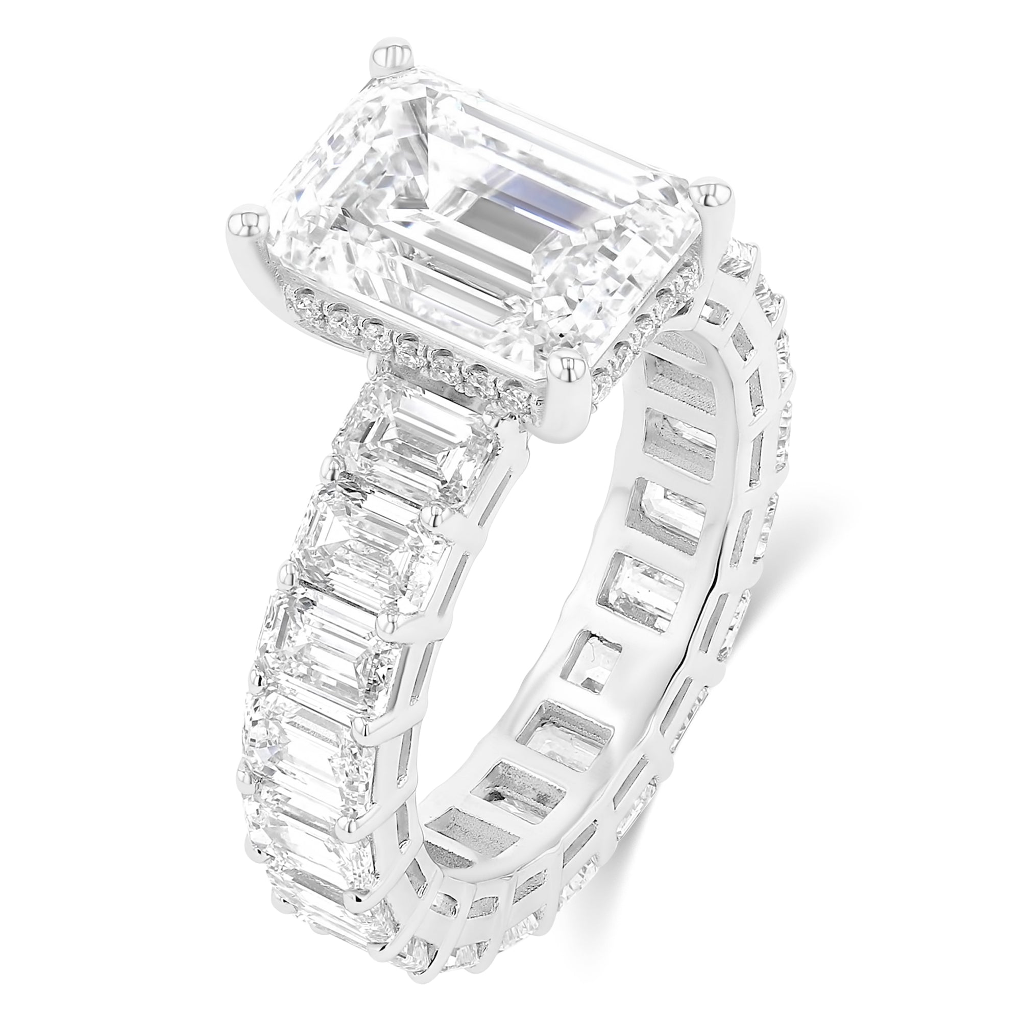 Emerald Solitare Emerald Eternity Band Ring 4.7Ct