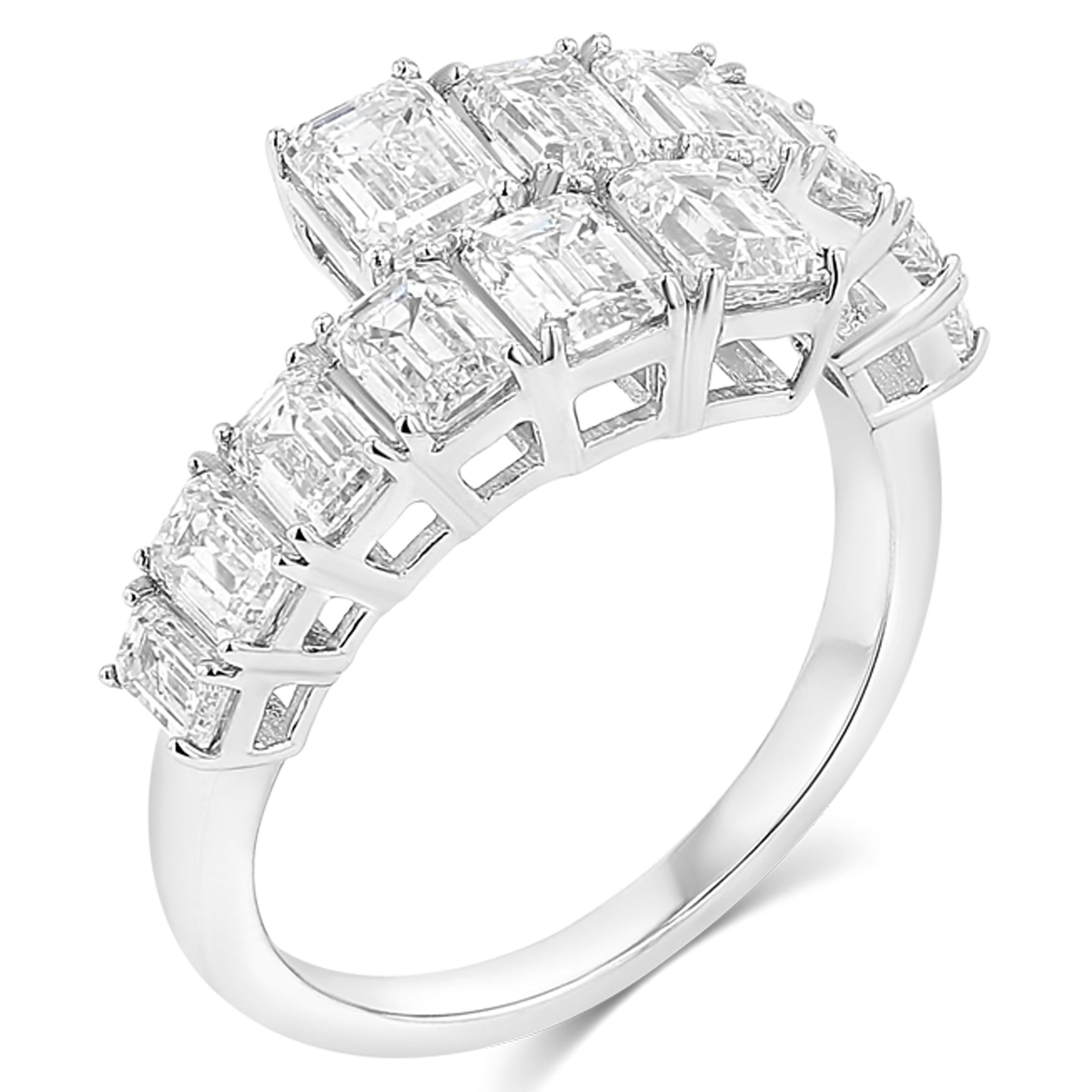 Emerald Graduated Fashion Band Ring 3.24Ct