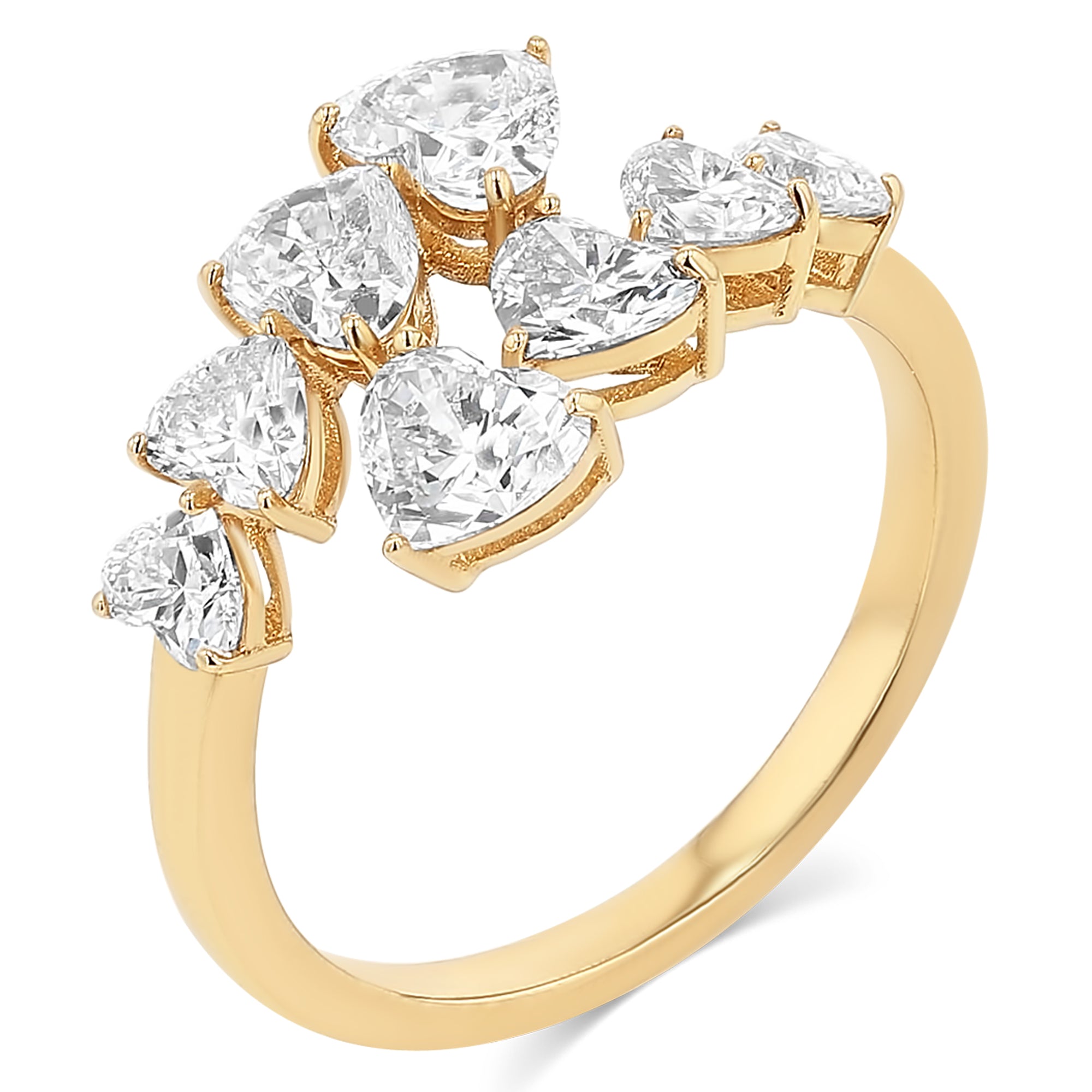 Heart Graduated Fashion Band Ring 2.52Ct