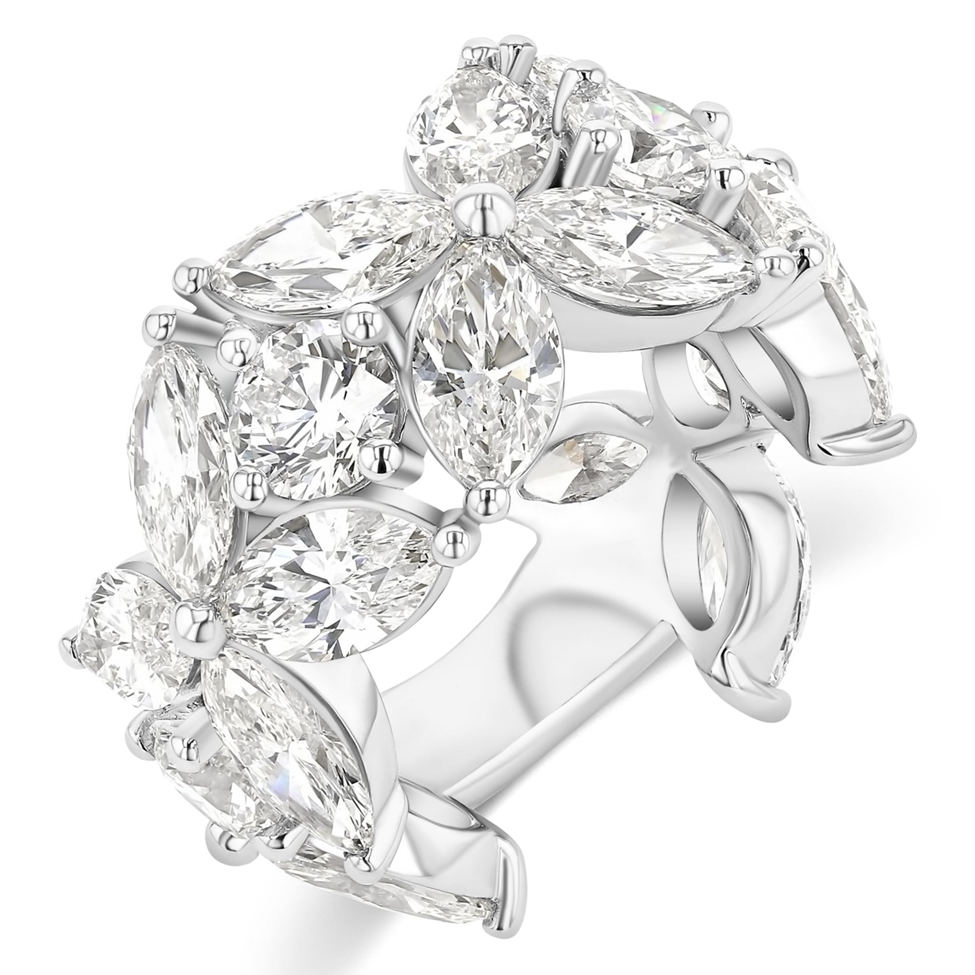 Marquise and Round Flower Band 10.69 ctw