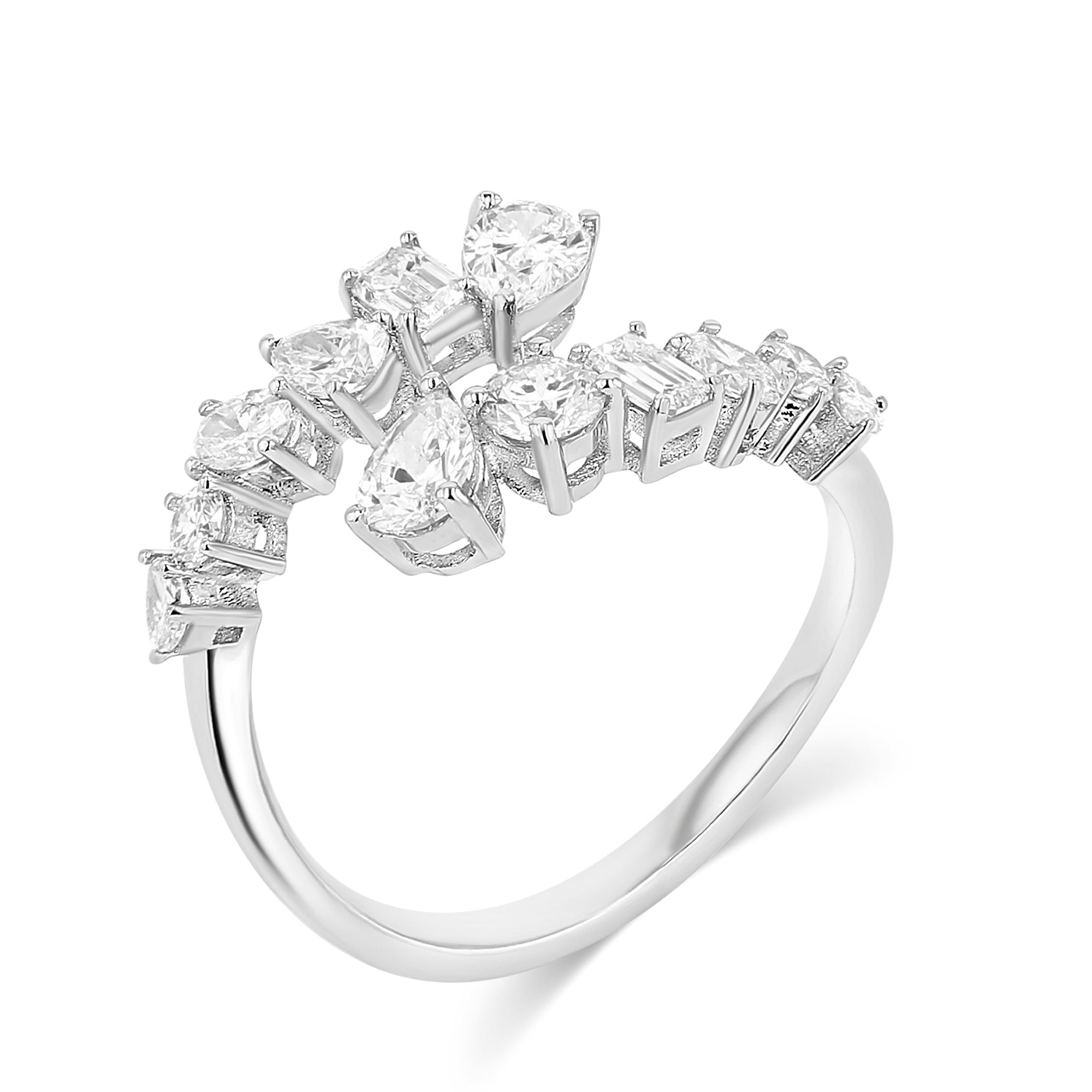 Multishape 2 Row Fashion Band Ring 2.06Ct