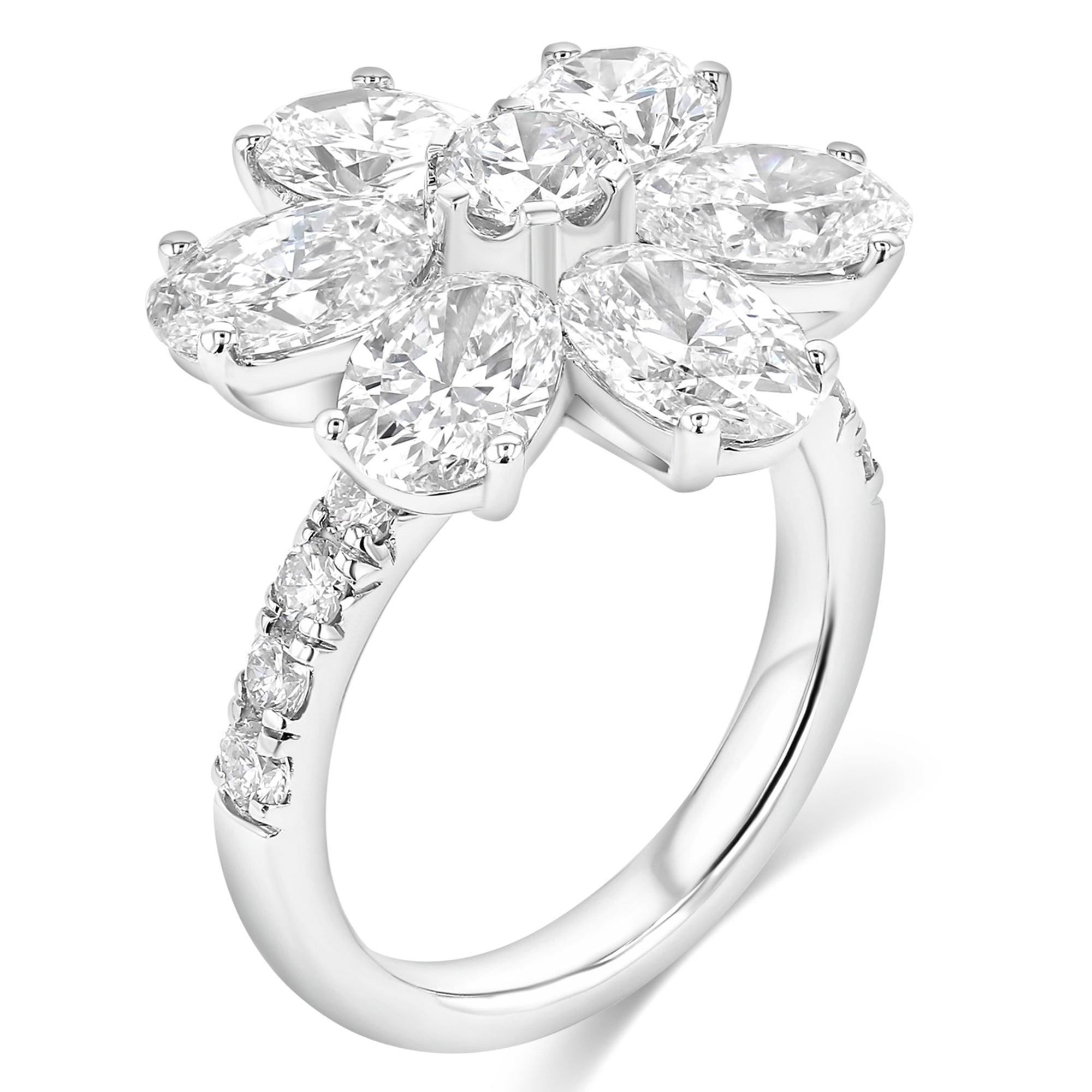 Ring Flower Oval Round 5.91Ct