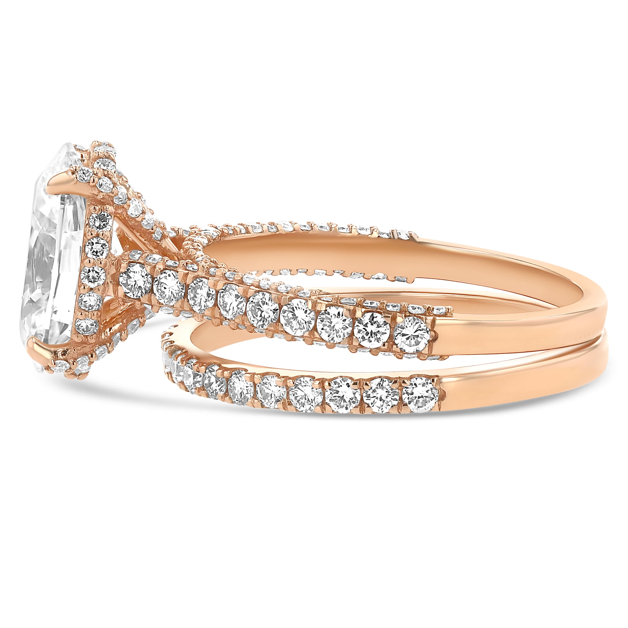 Round Billiant Cut 2.03ct 3 Row Pave With a 4 prong 1/2 Eternity Wedding band