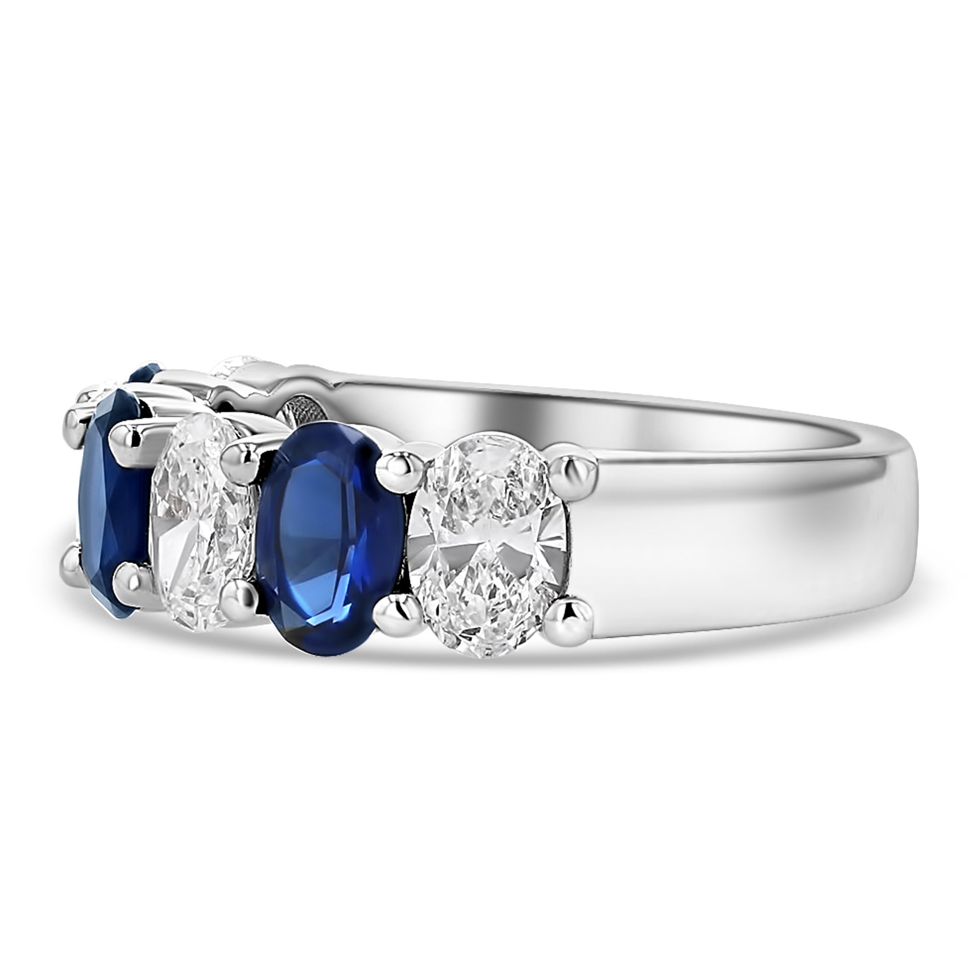 Oval Diamond Sapphire Alternating Ring
