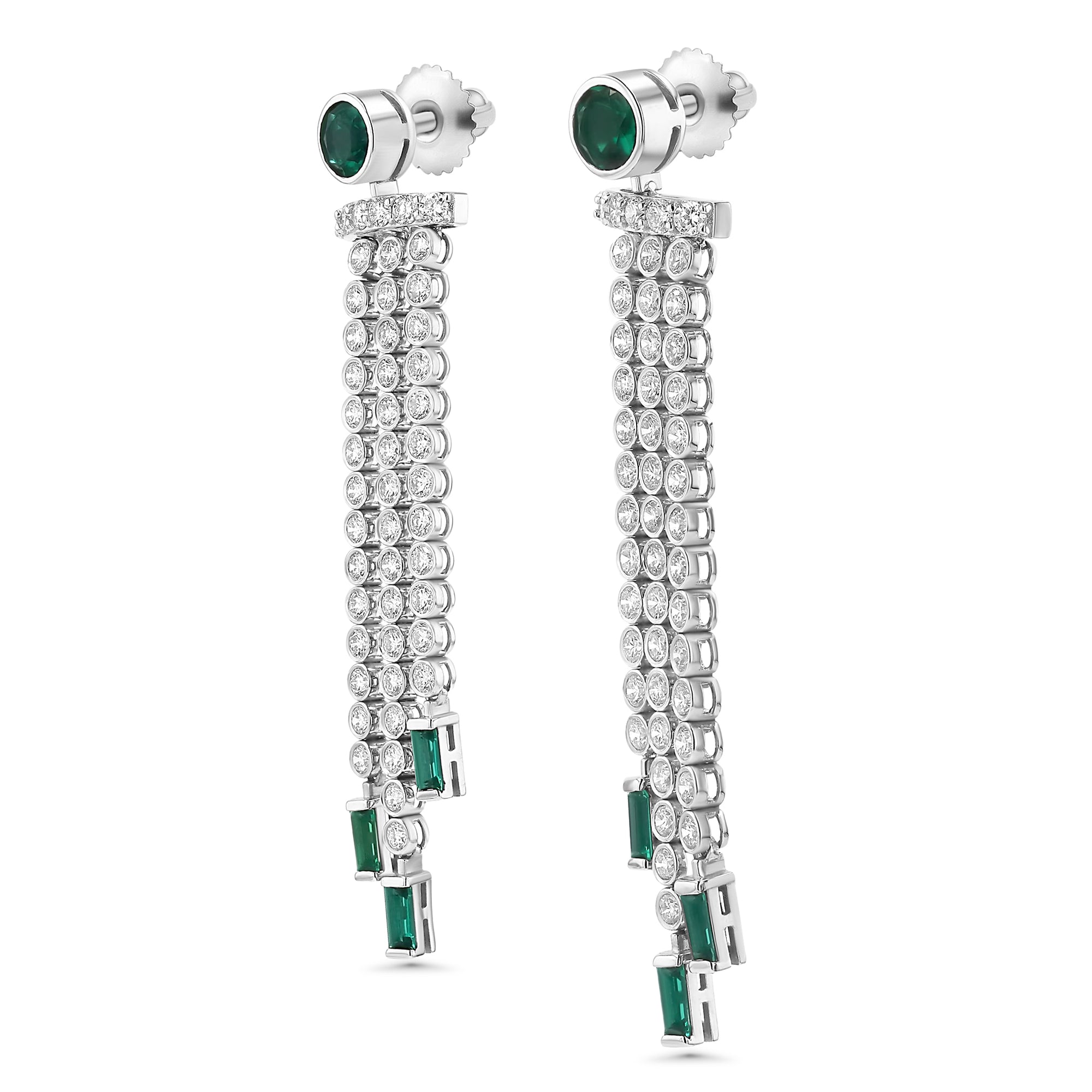 Round Bezel Set Emerald Dangling