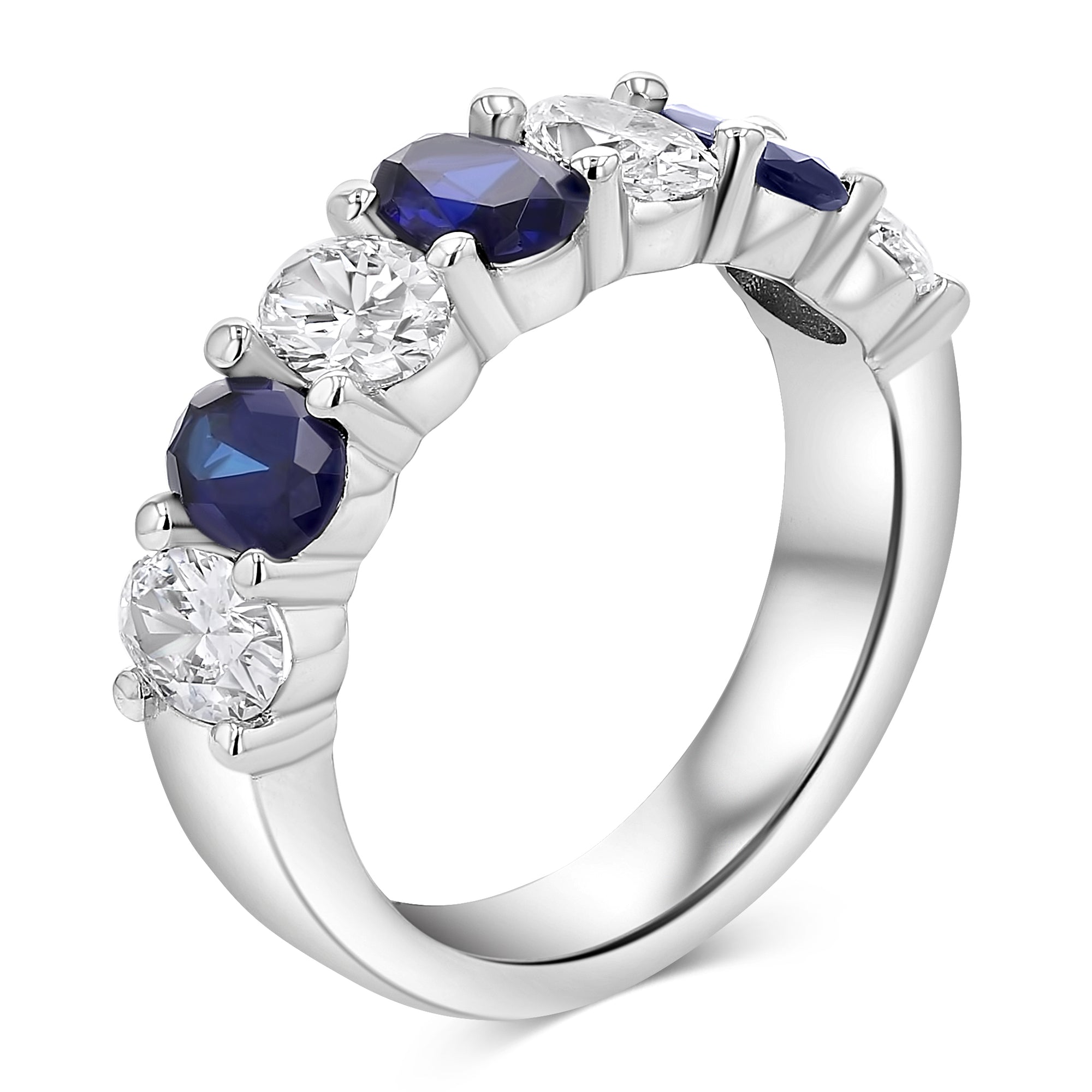 Oval Diamond Sapphire Alternating Ring