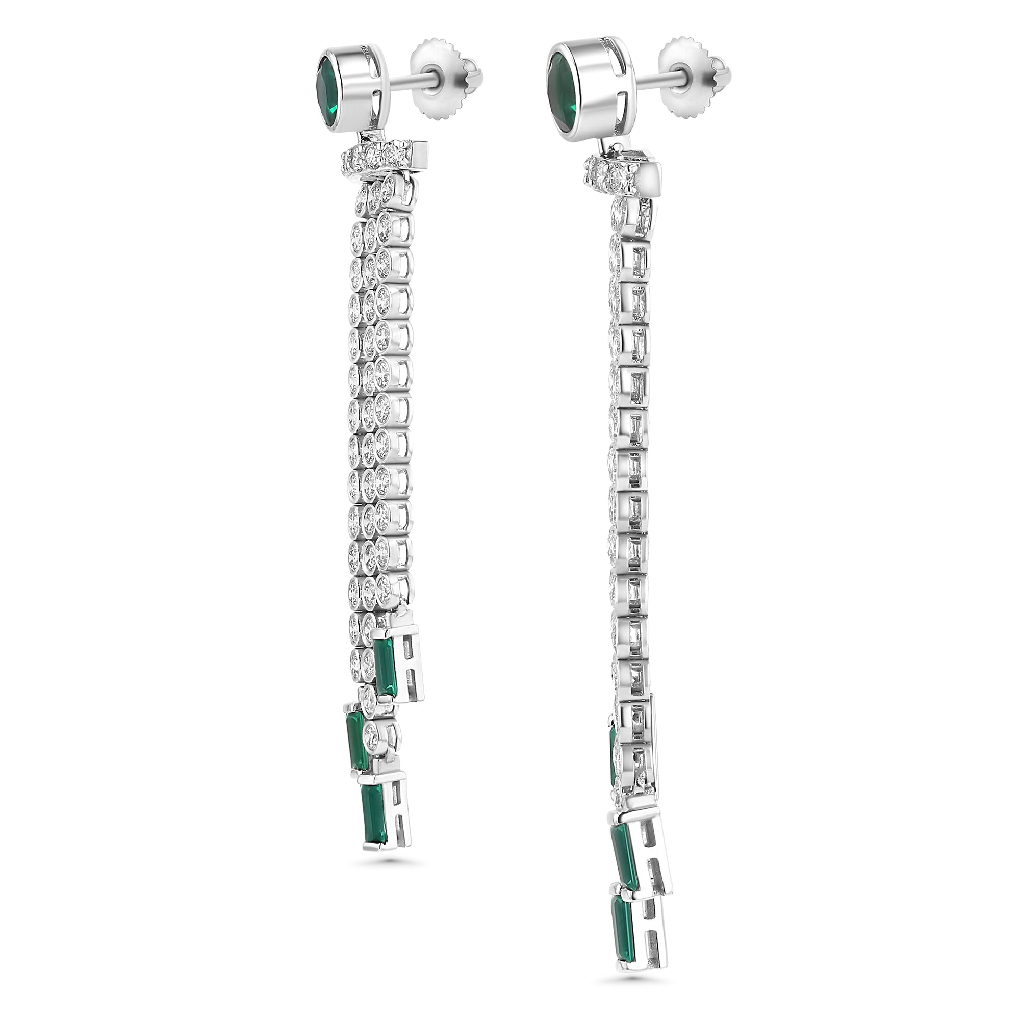 Round Bezel Set Emerald Dangling