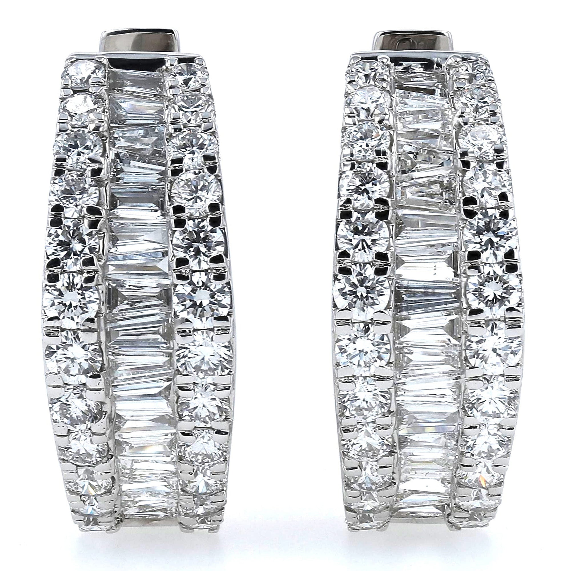 Round & Baguette Earrings 3.5Ct