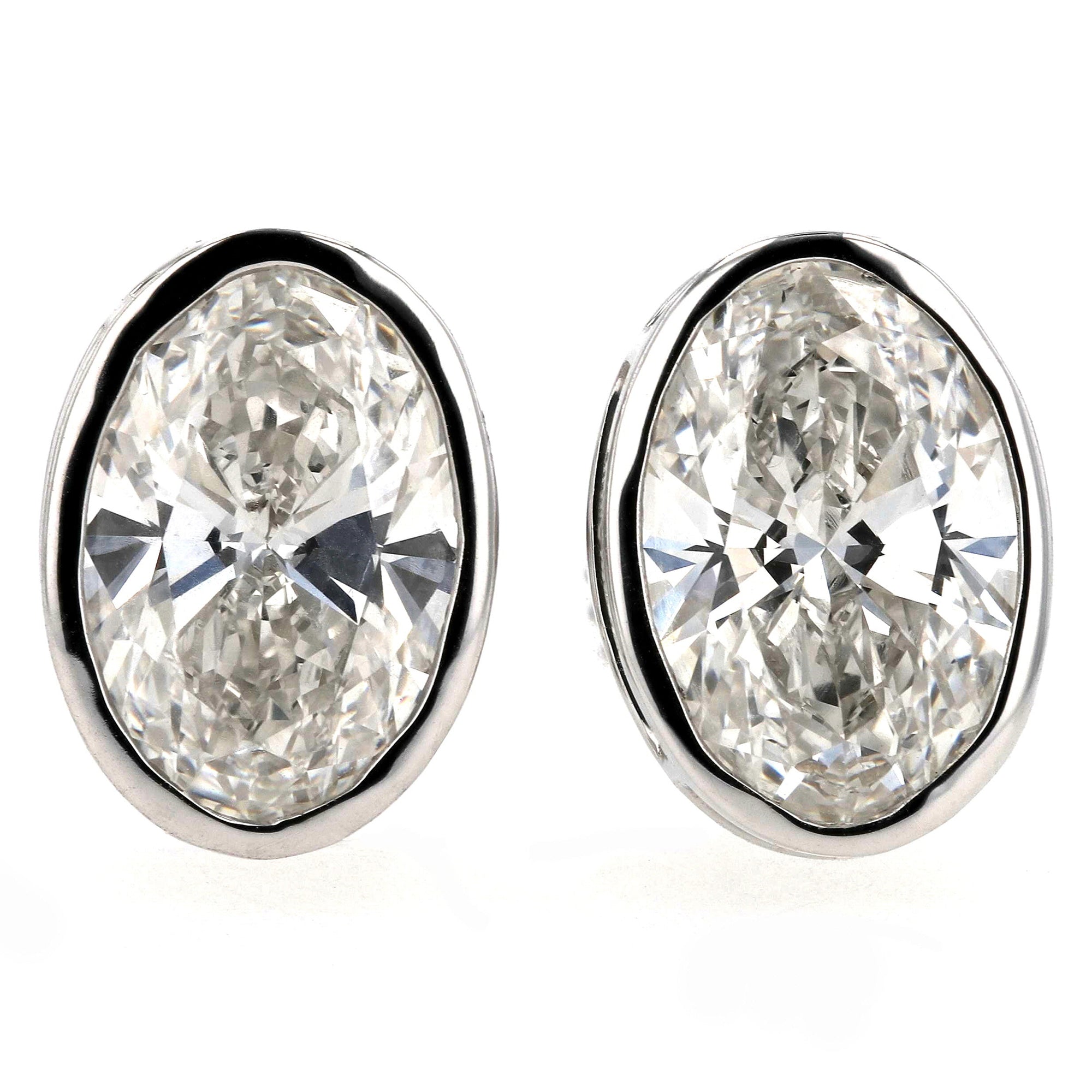 Oval Bezel Stud Earrings 2.25 CTW