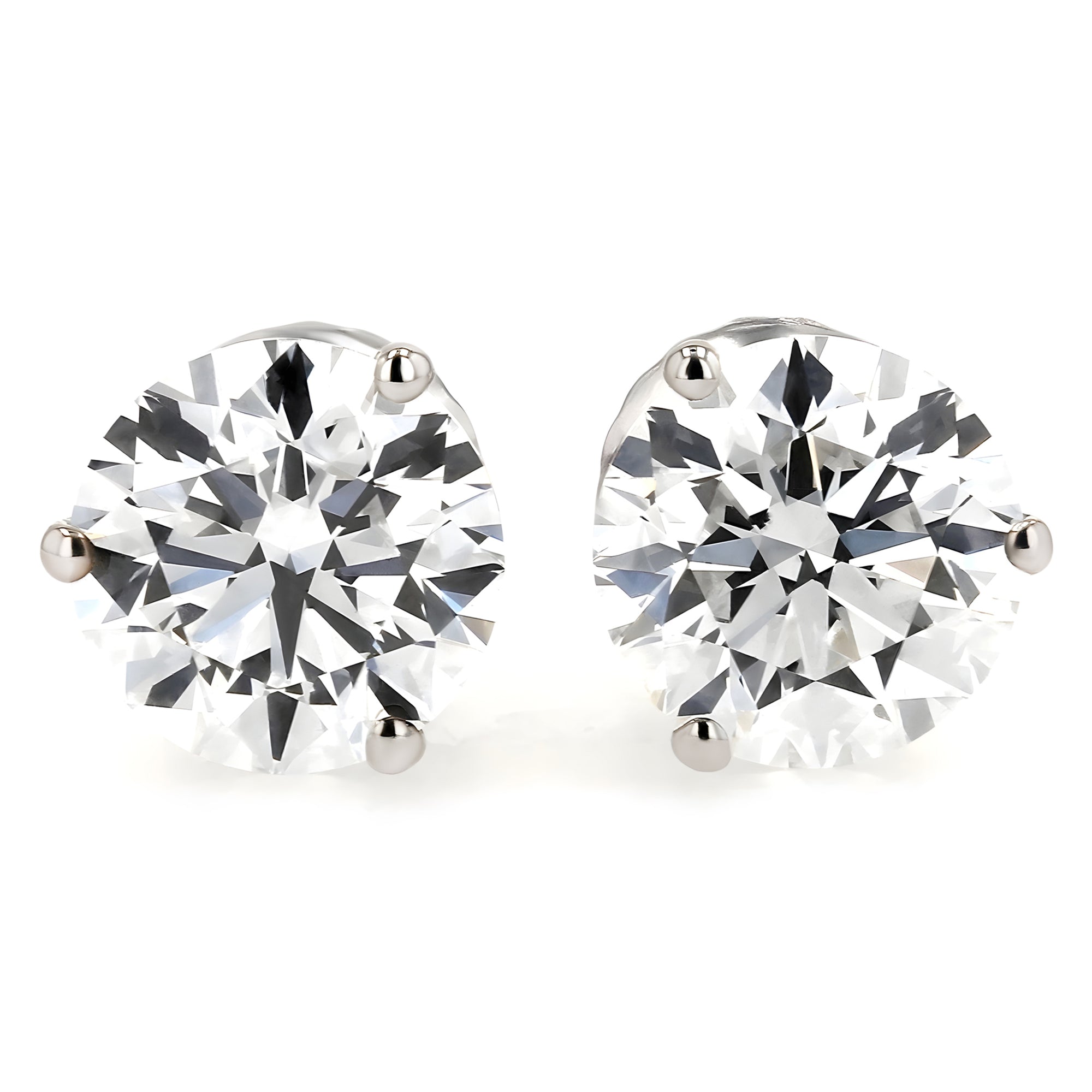 GIA Certified Round Stud Earrings Three-Prong