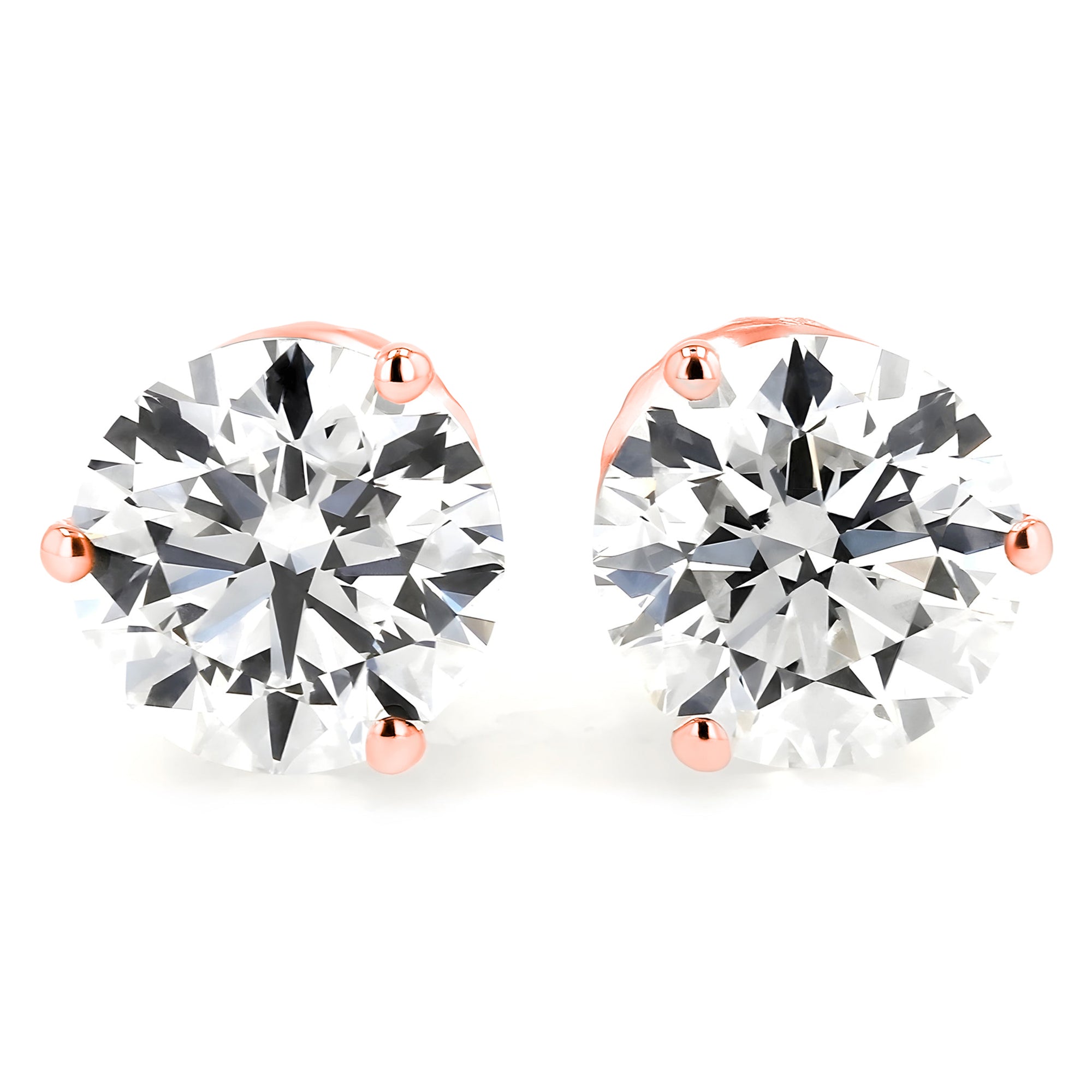 GIA Certified Round Stud Earrings Three-Prong