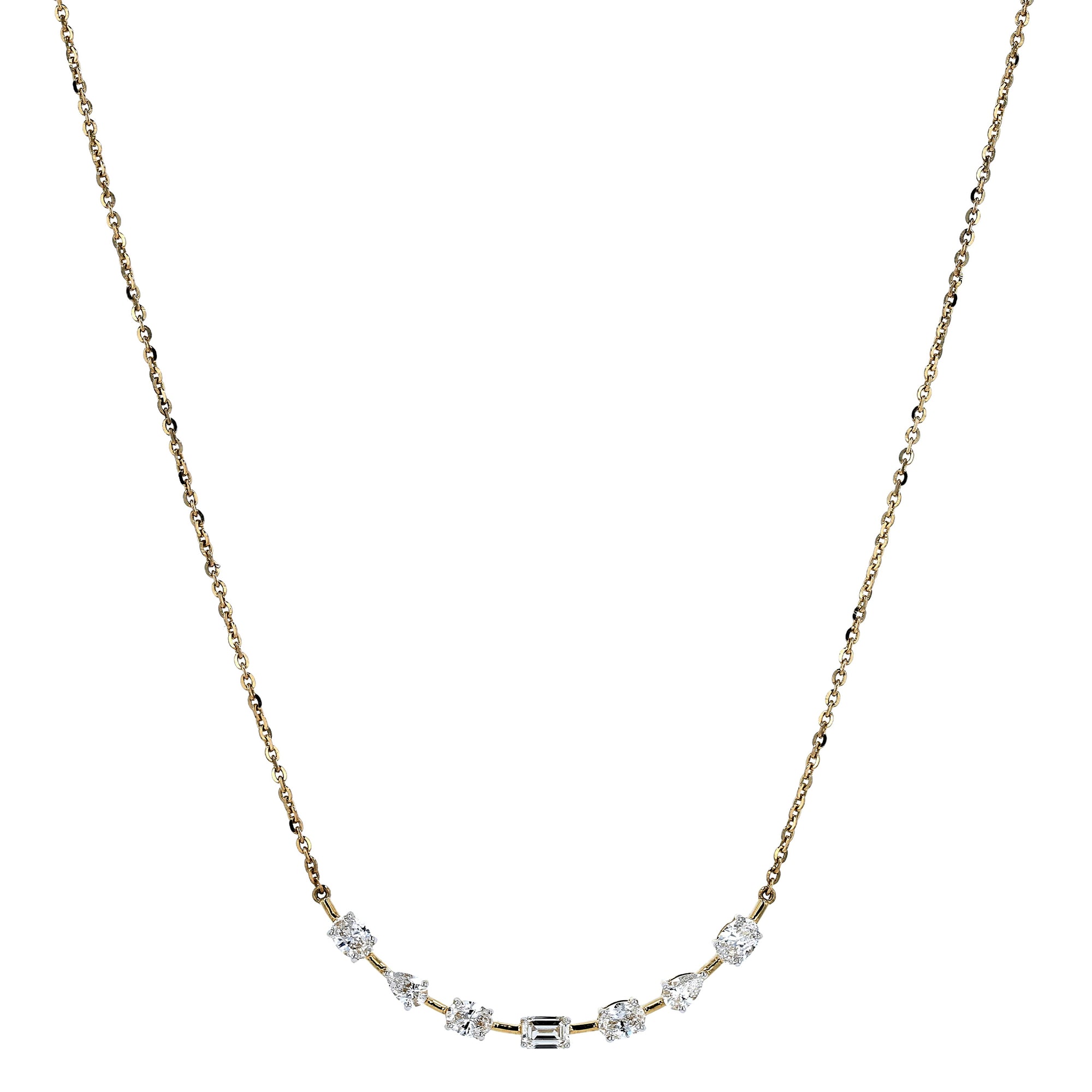 7 Multishape Stone Smile Necklace 1Ct