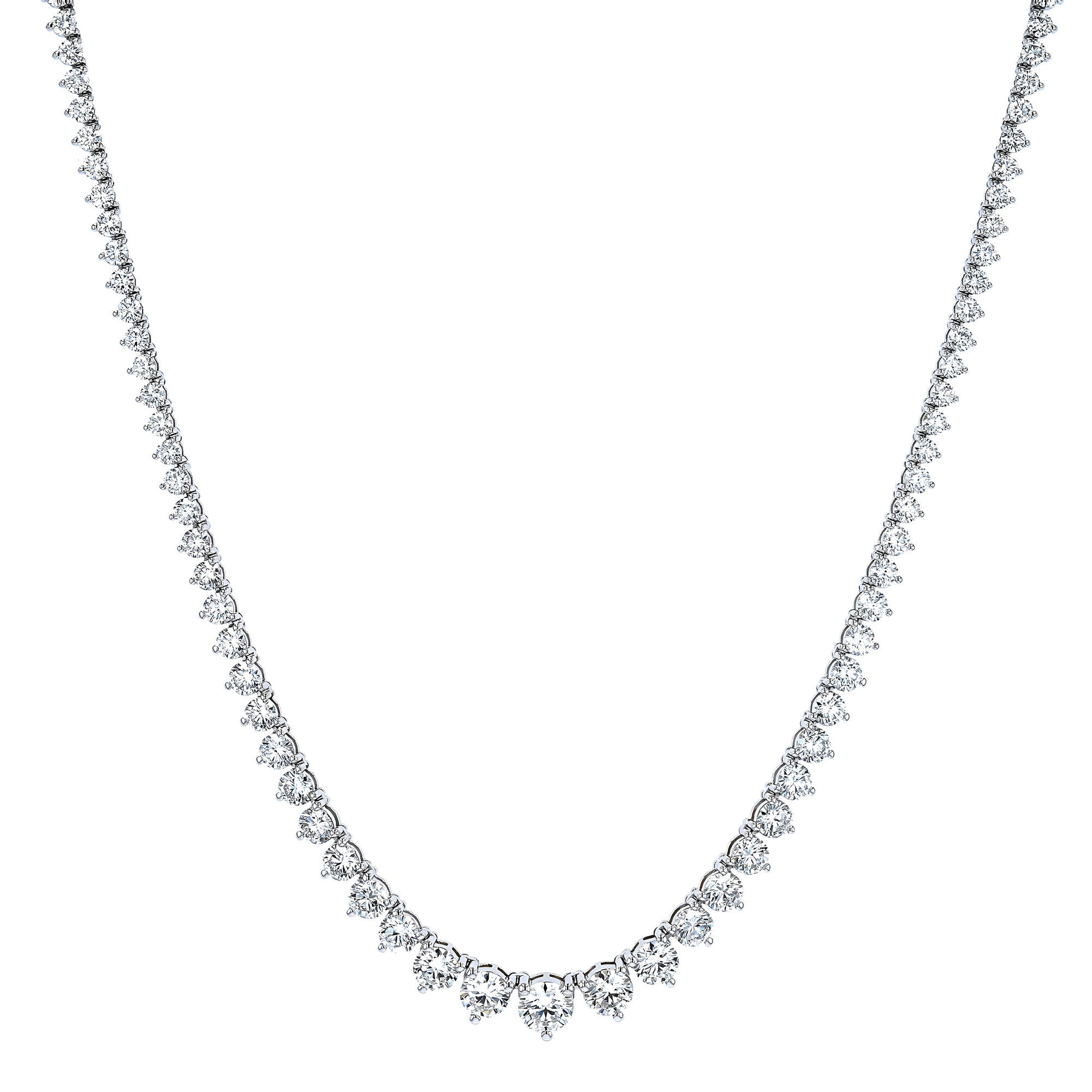 Round Graduated 3 Prong Necklace 15.74Ct