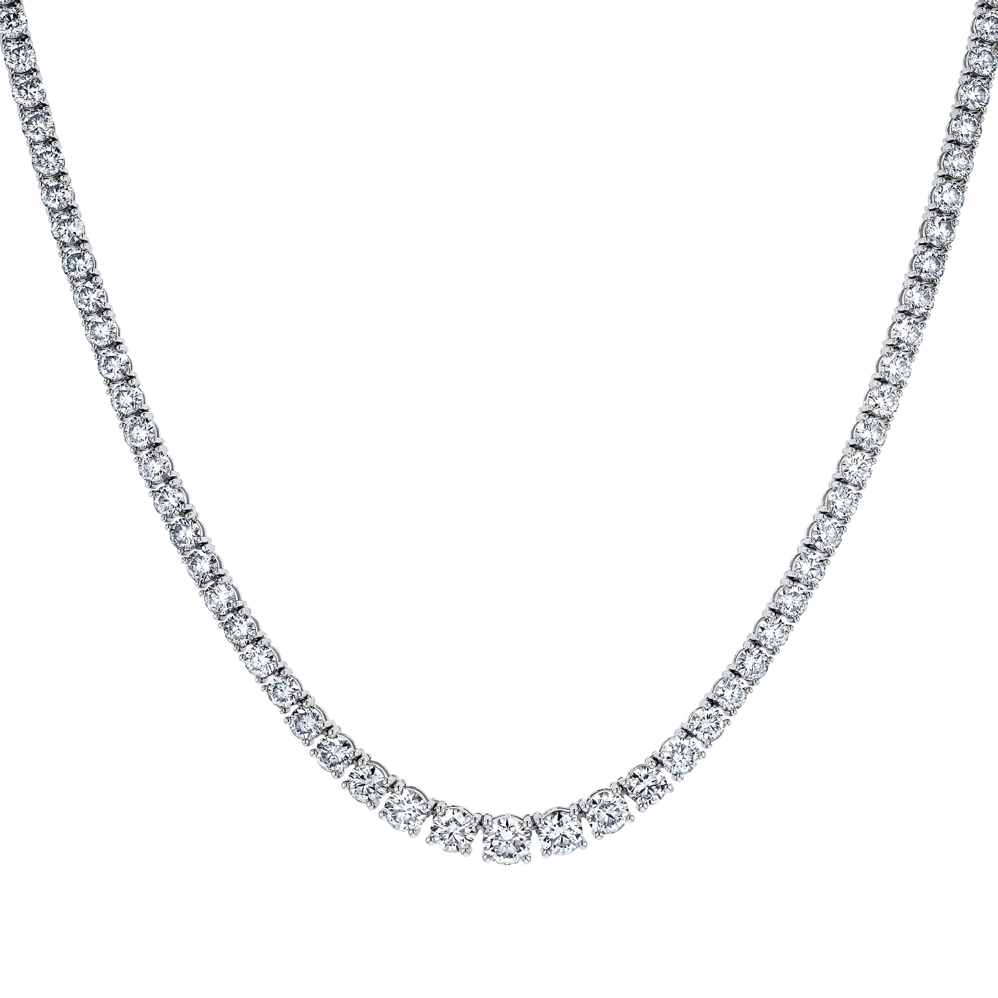 Round Graduated Tennis Necklace 20.22Ct