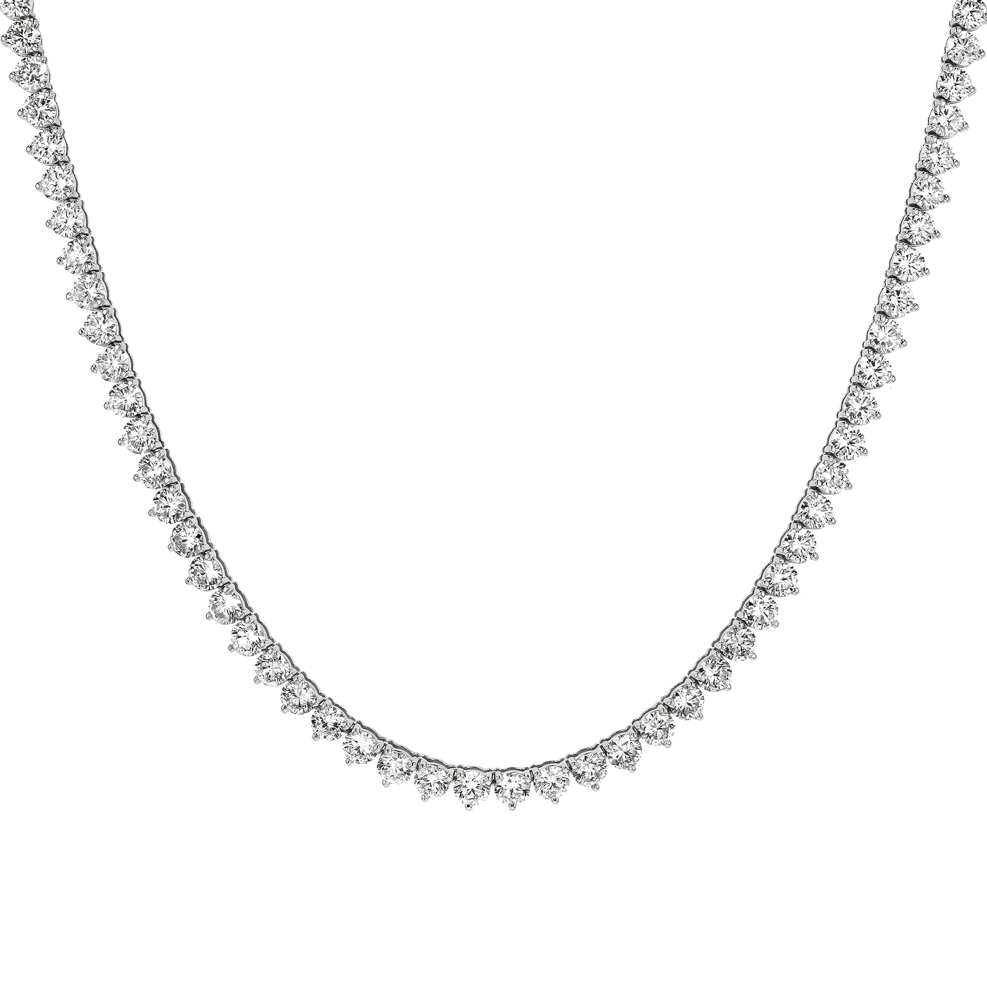 Round Tennis Necklace 3 Prong 22.96Ct
