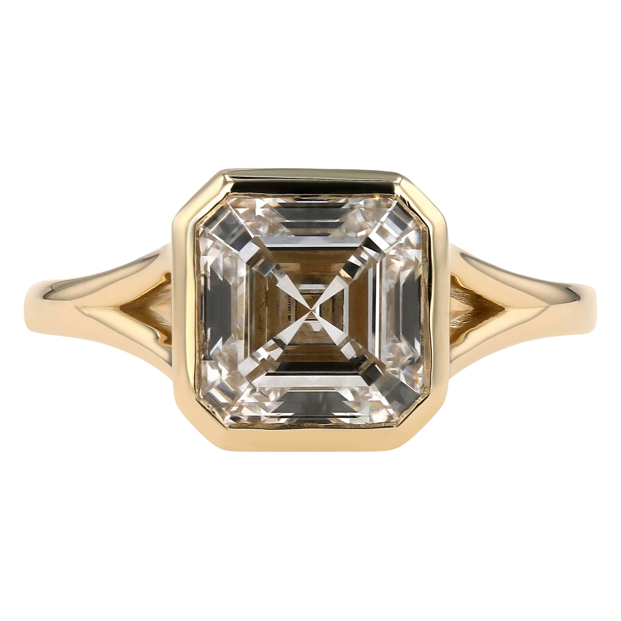 Bezel Asscher Cut Ring 3Ct