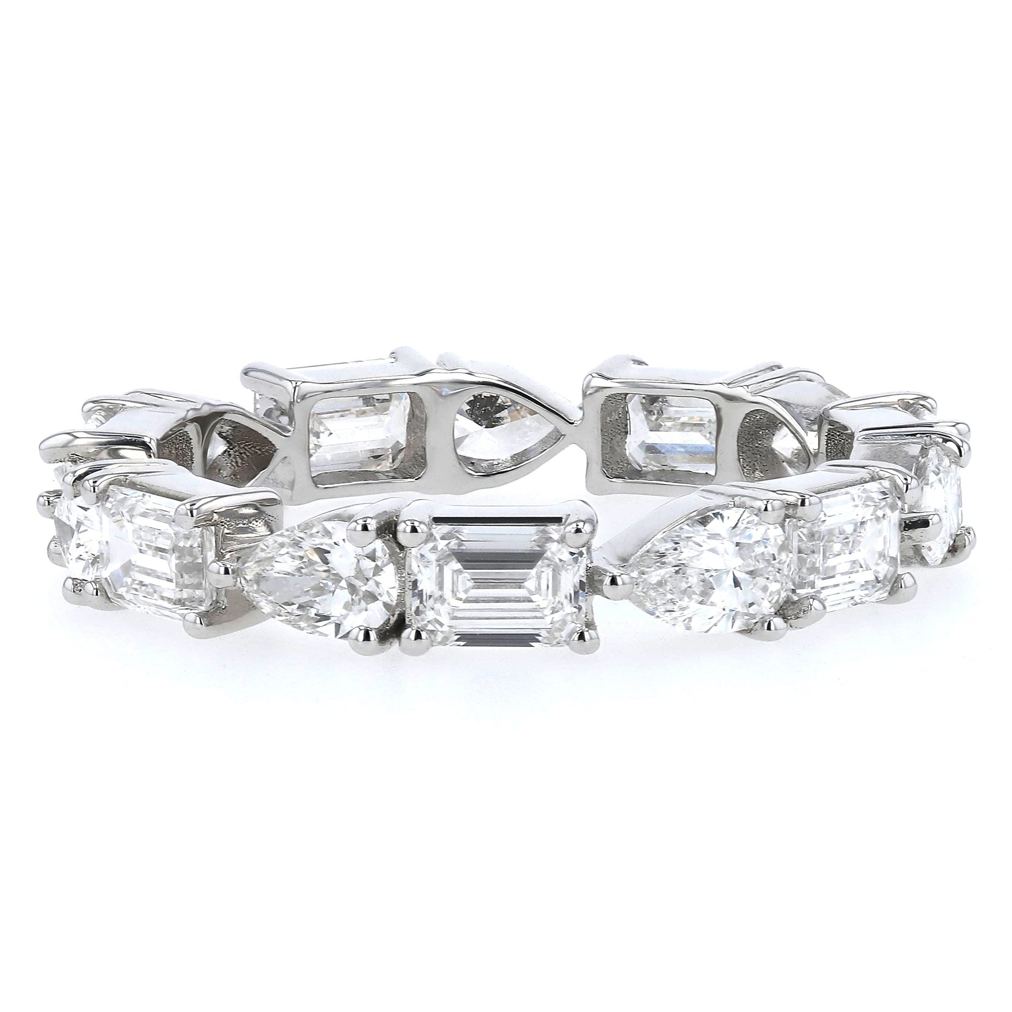 East West Emerald/Pear Eternity Band 3Ct