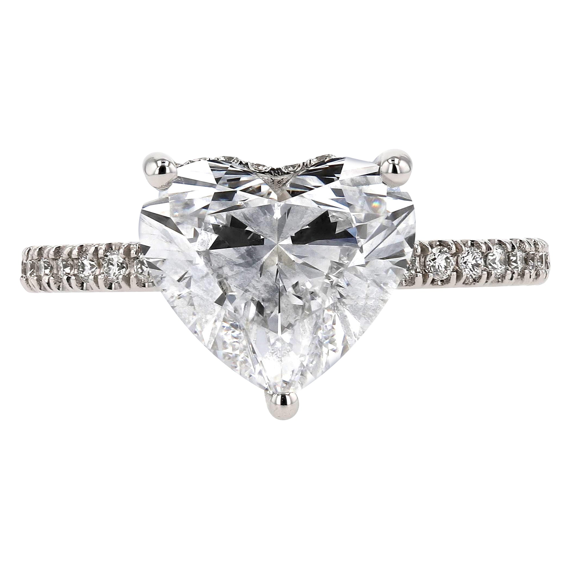Heart Solitare Hidden Halo Ring 3.03Ct